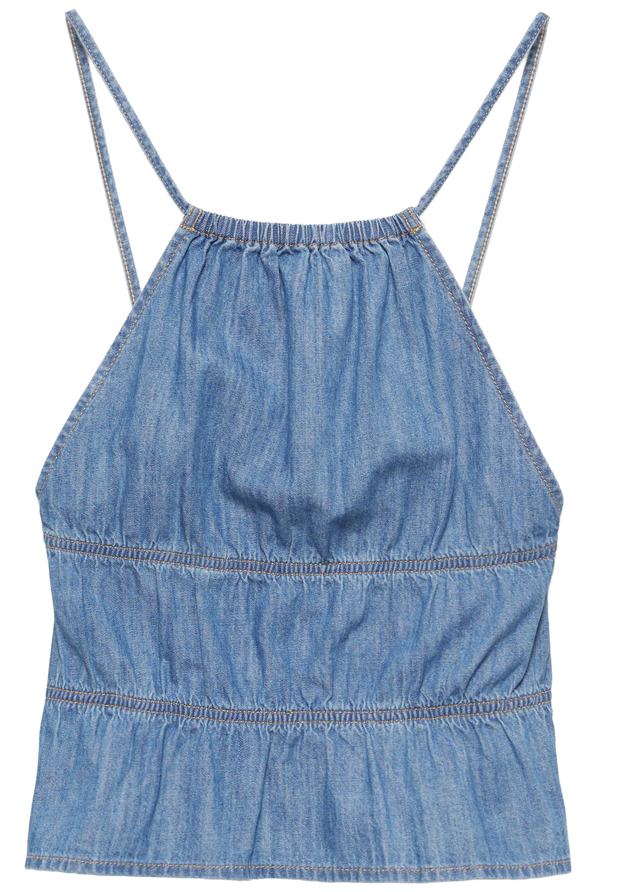 Open back denim top — Pale blue