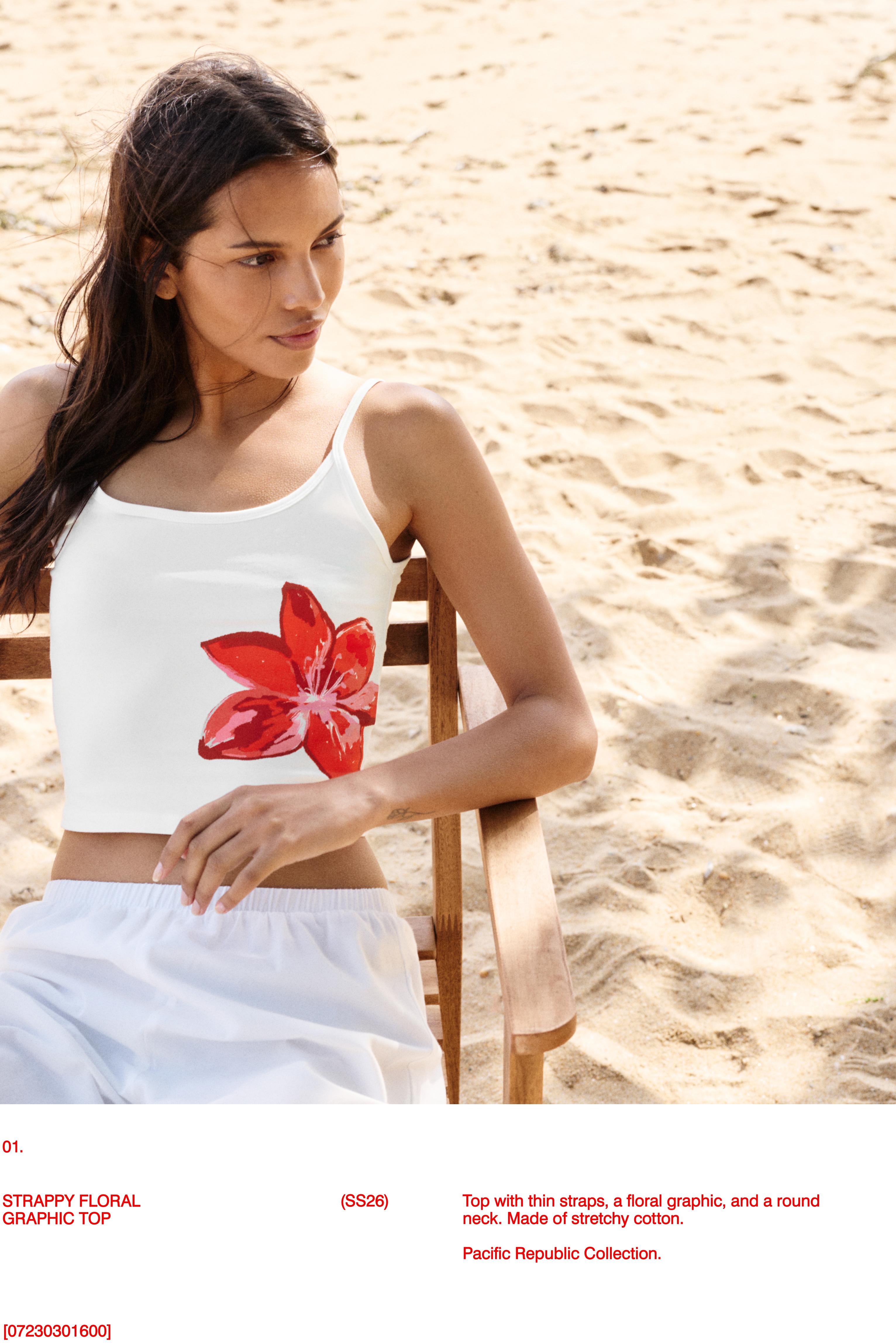 Hibiscus flower strappy top — Red