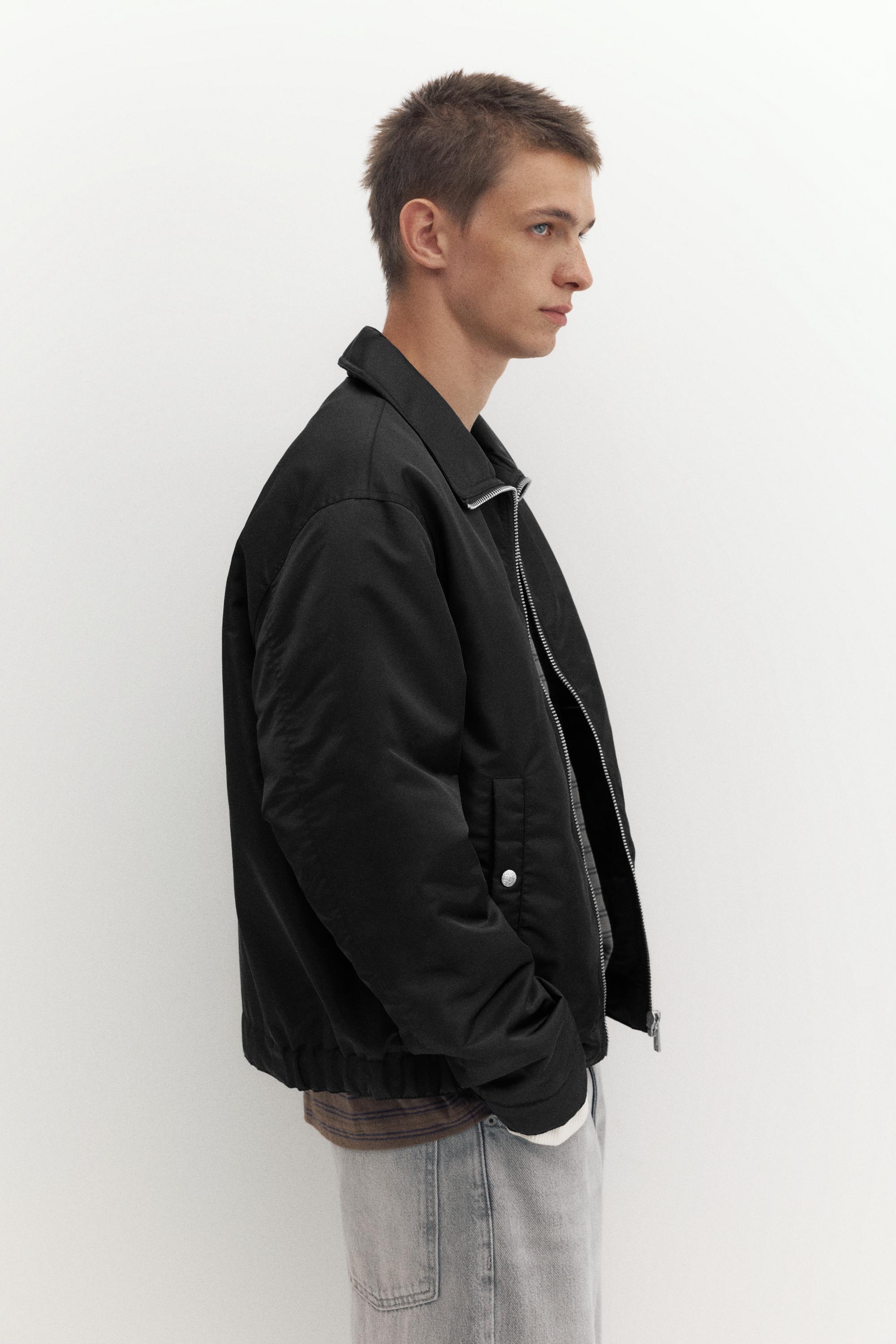 Shirt collar bomber jacket — Black