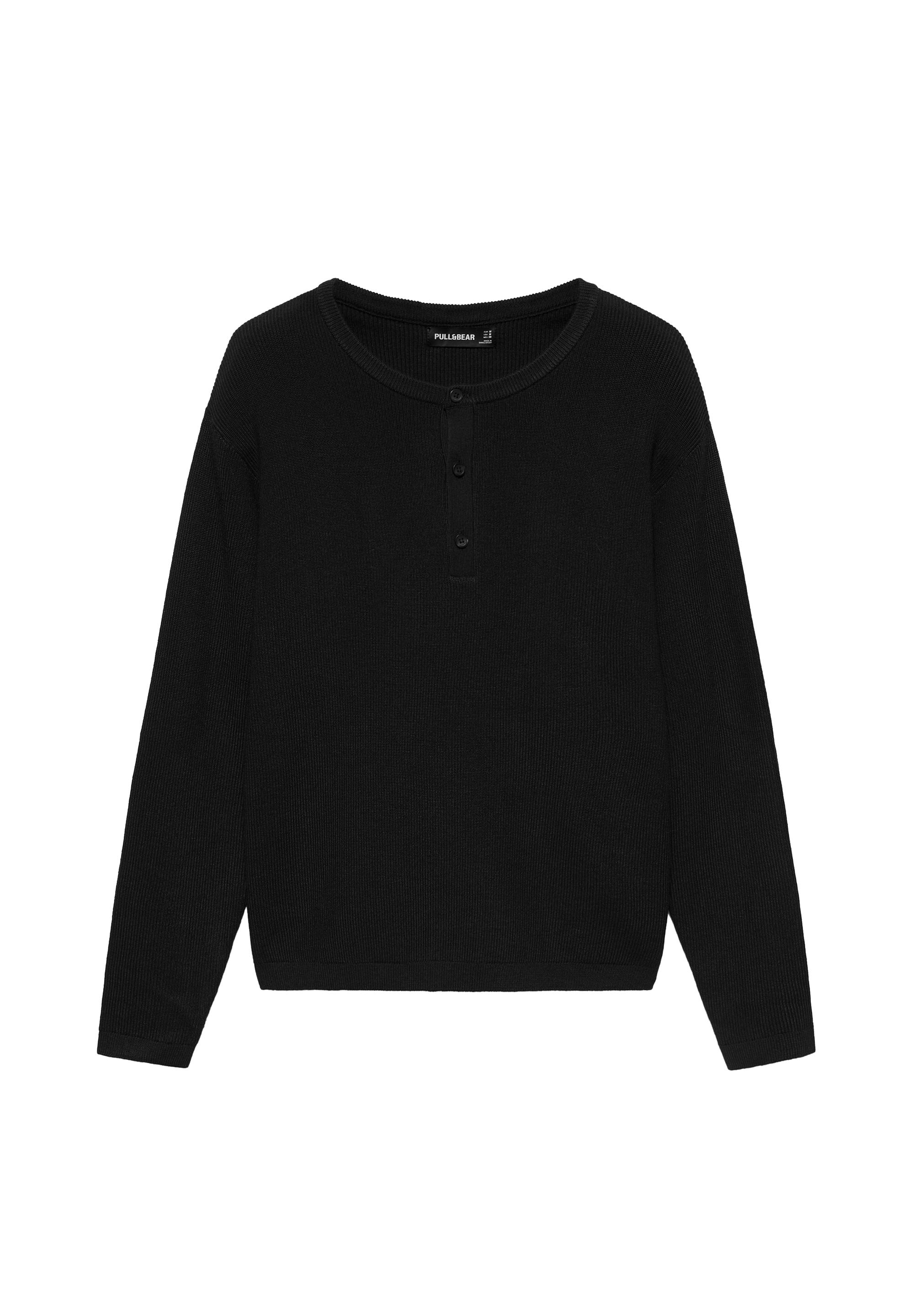 Henley neck jumper — Black