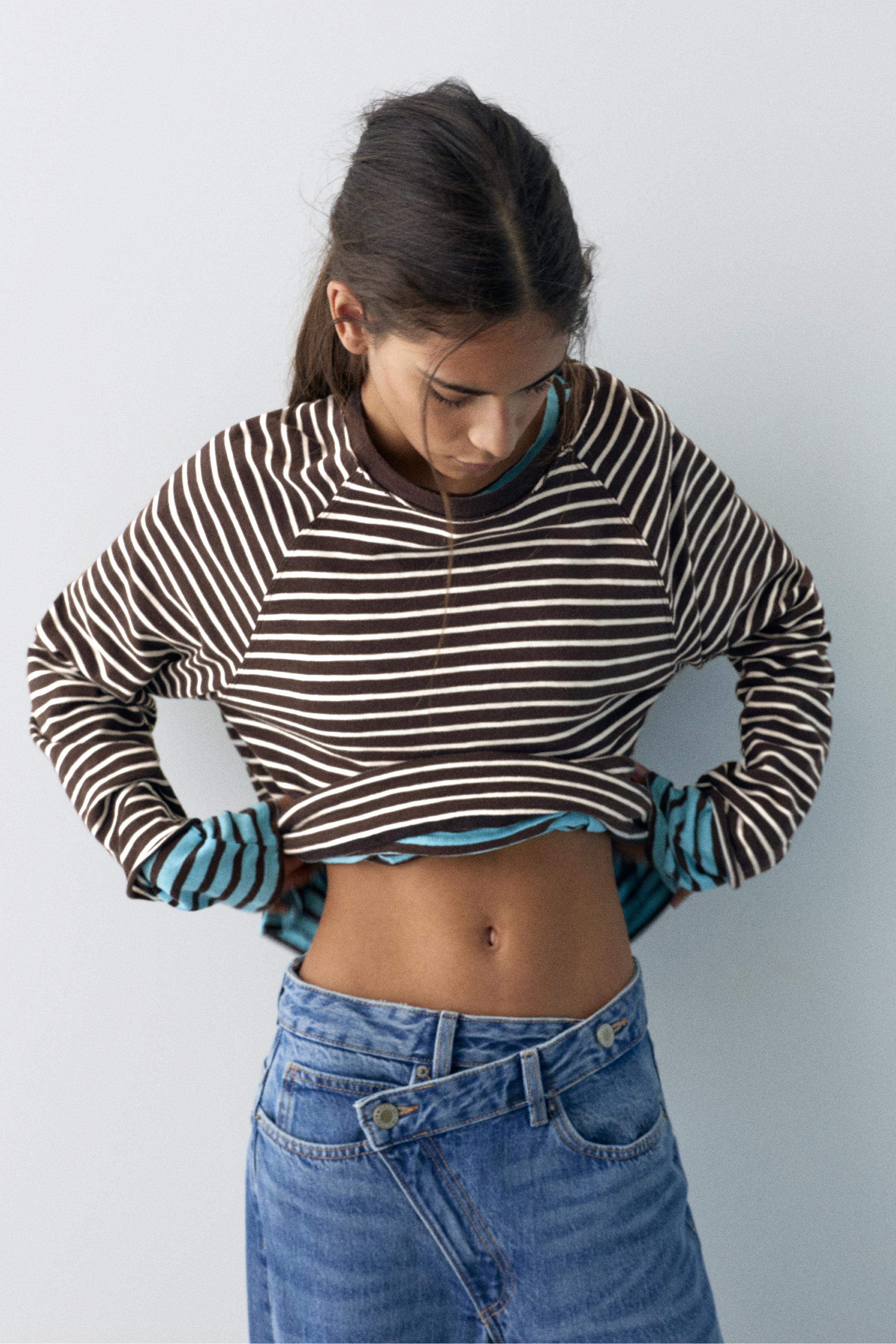 Long sleeve raglan T-shirt — Striped