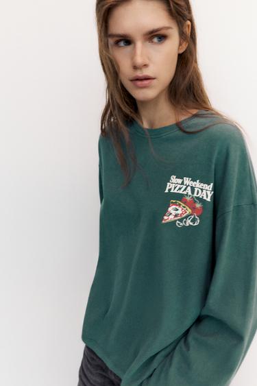 Oversize pizza graphic T-shirt — Green 3