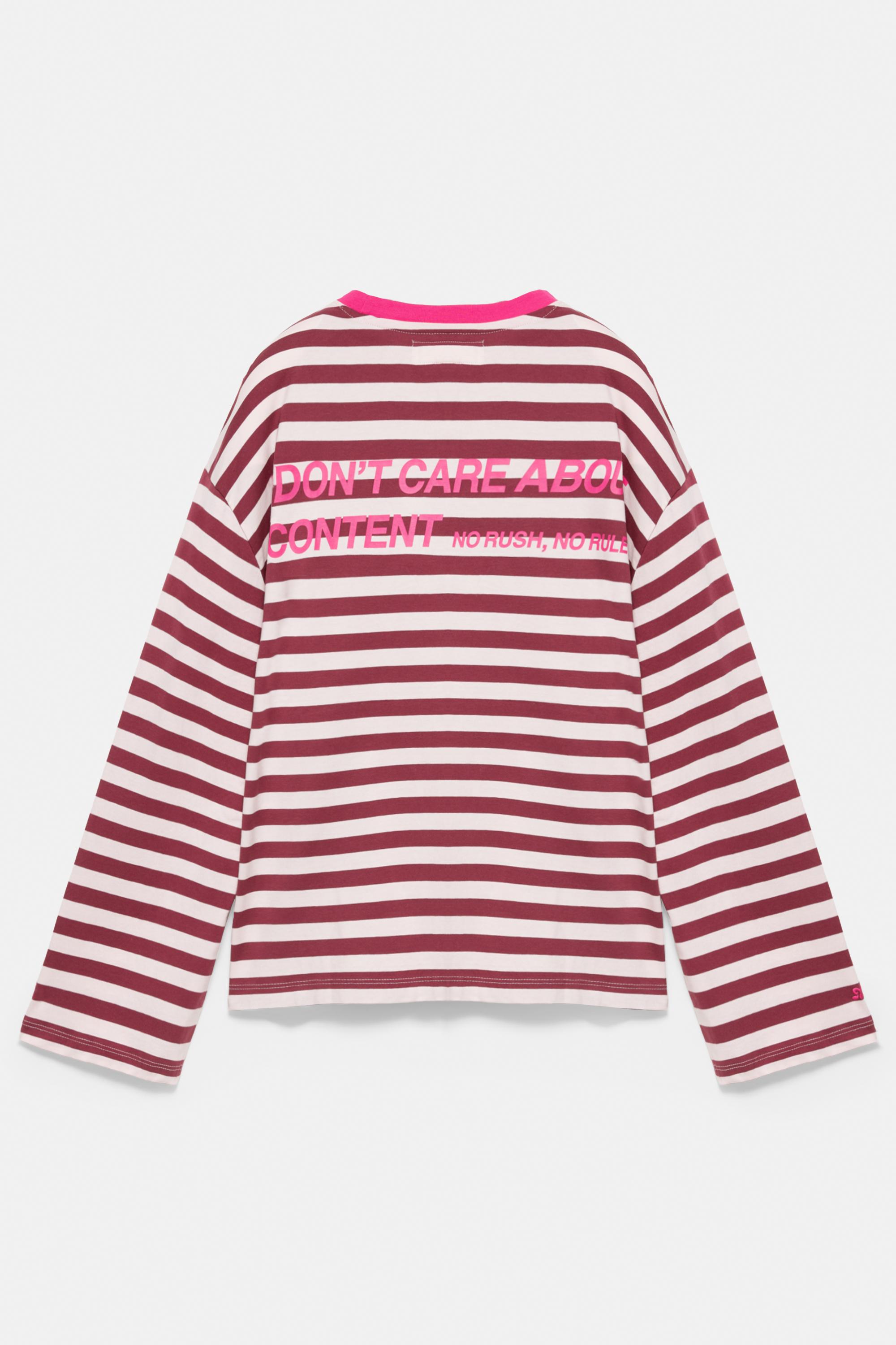 Oversize striped slogan T-shirt — Pale pink
