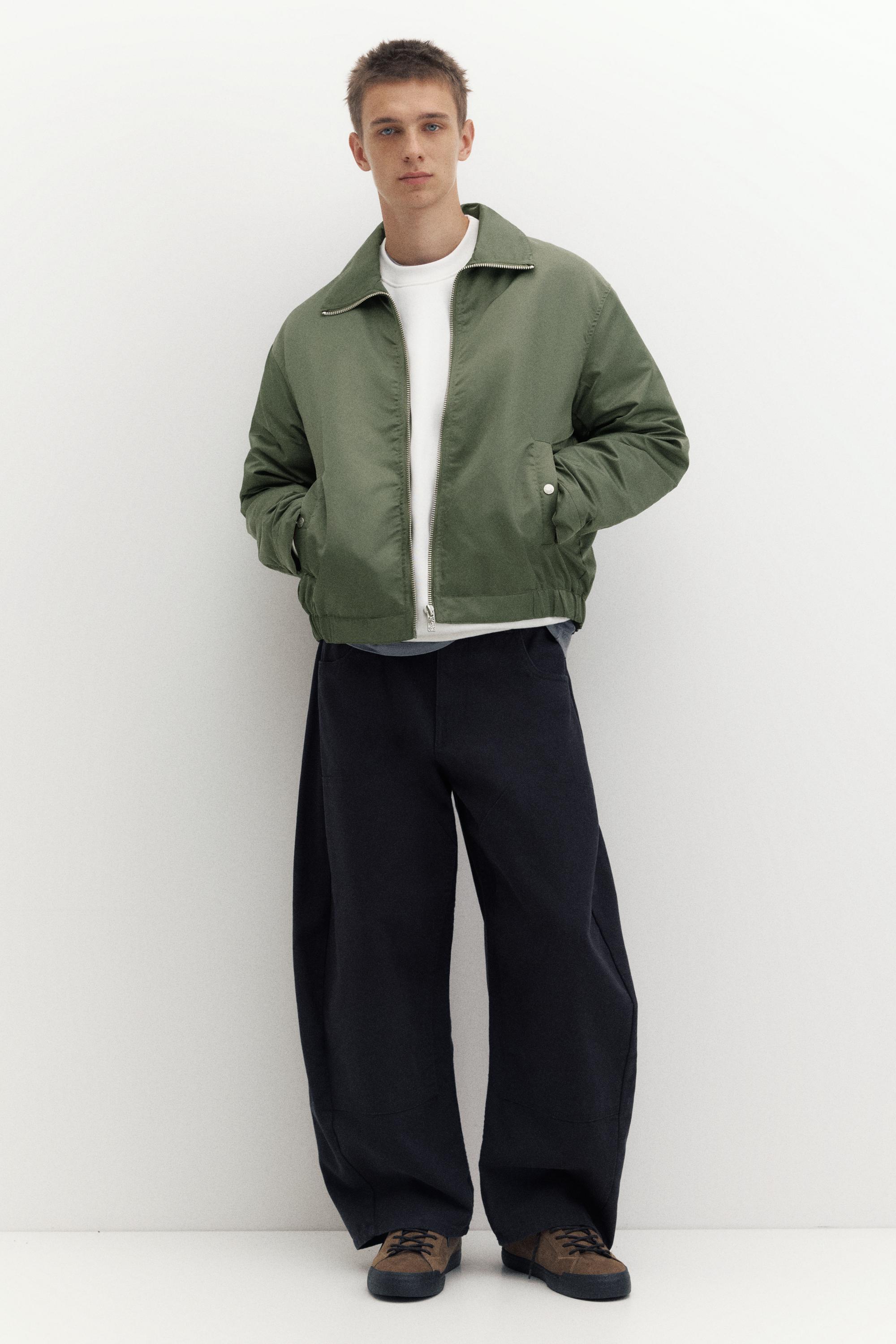 Shirt collar bomber jacket — Medium green