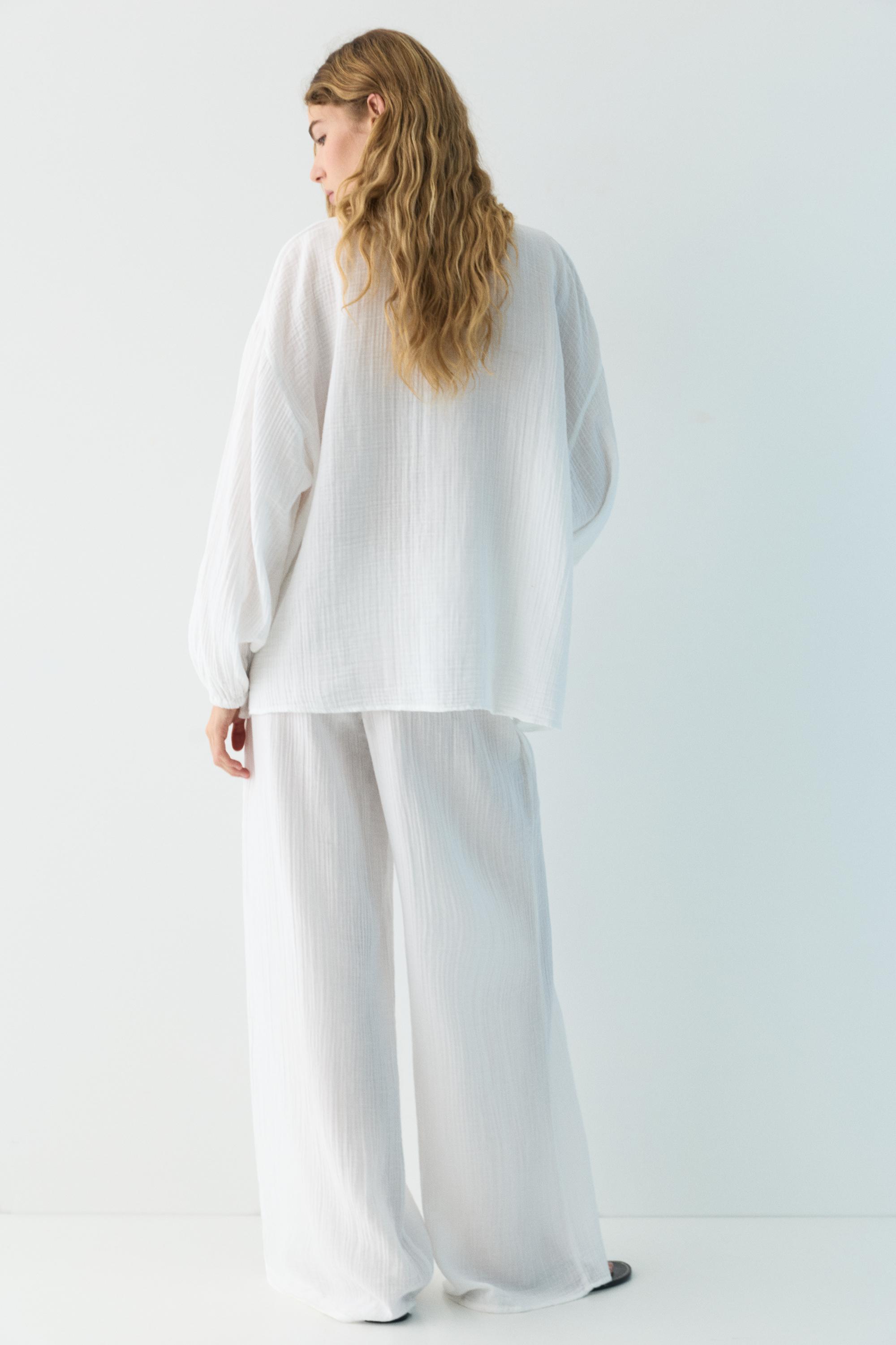 Hakim yaka Şile bezi gömlek - Görsel 9