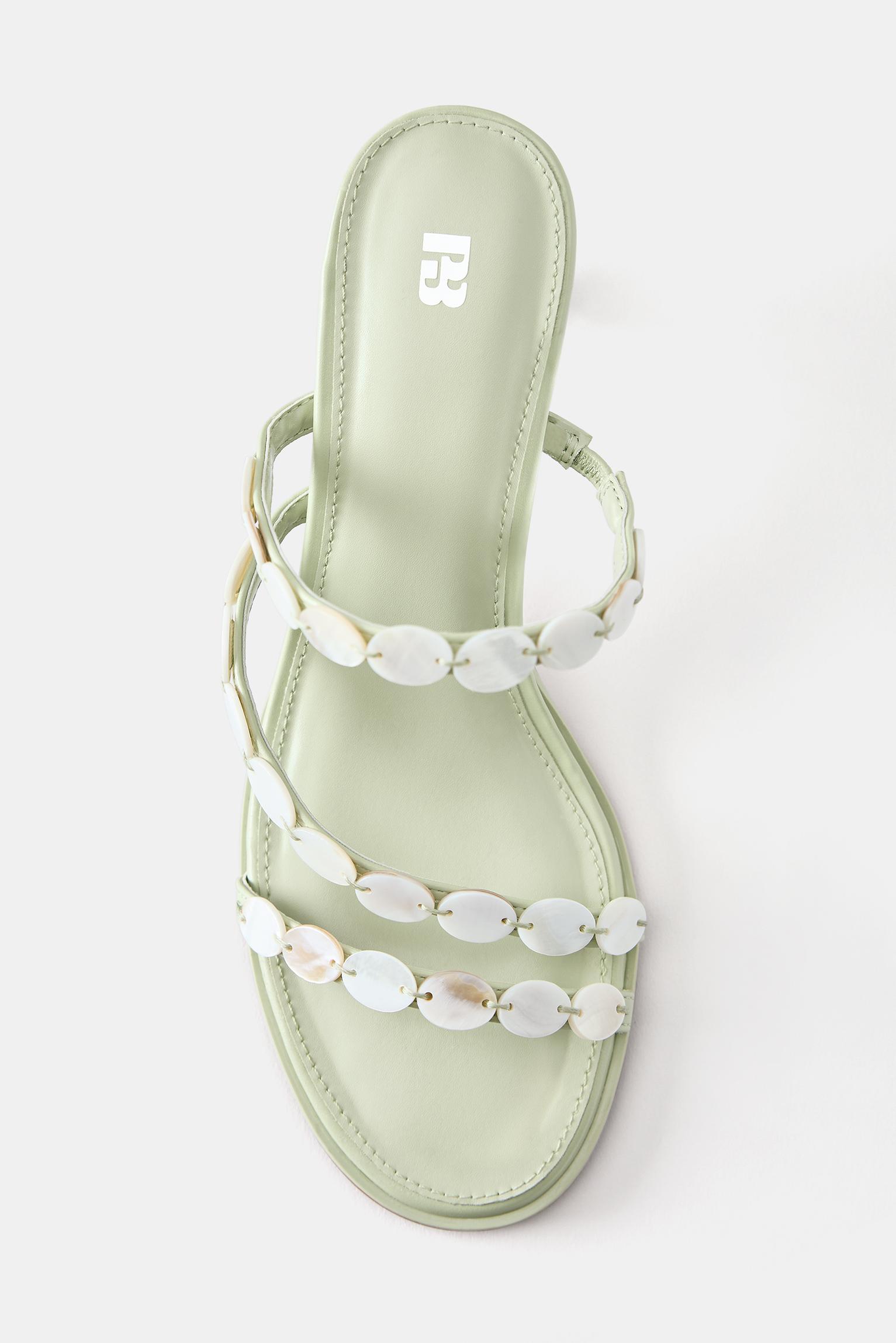 Beaded high-heel sandals — Green