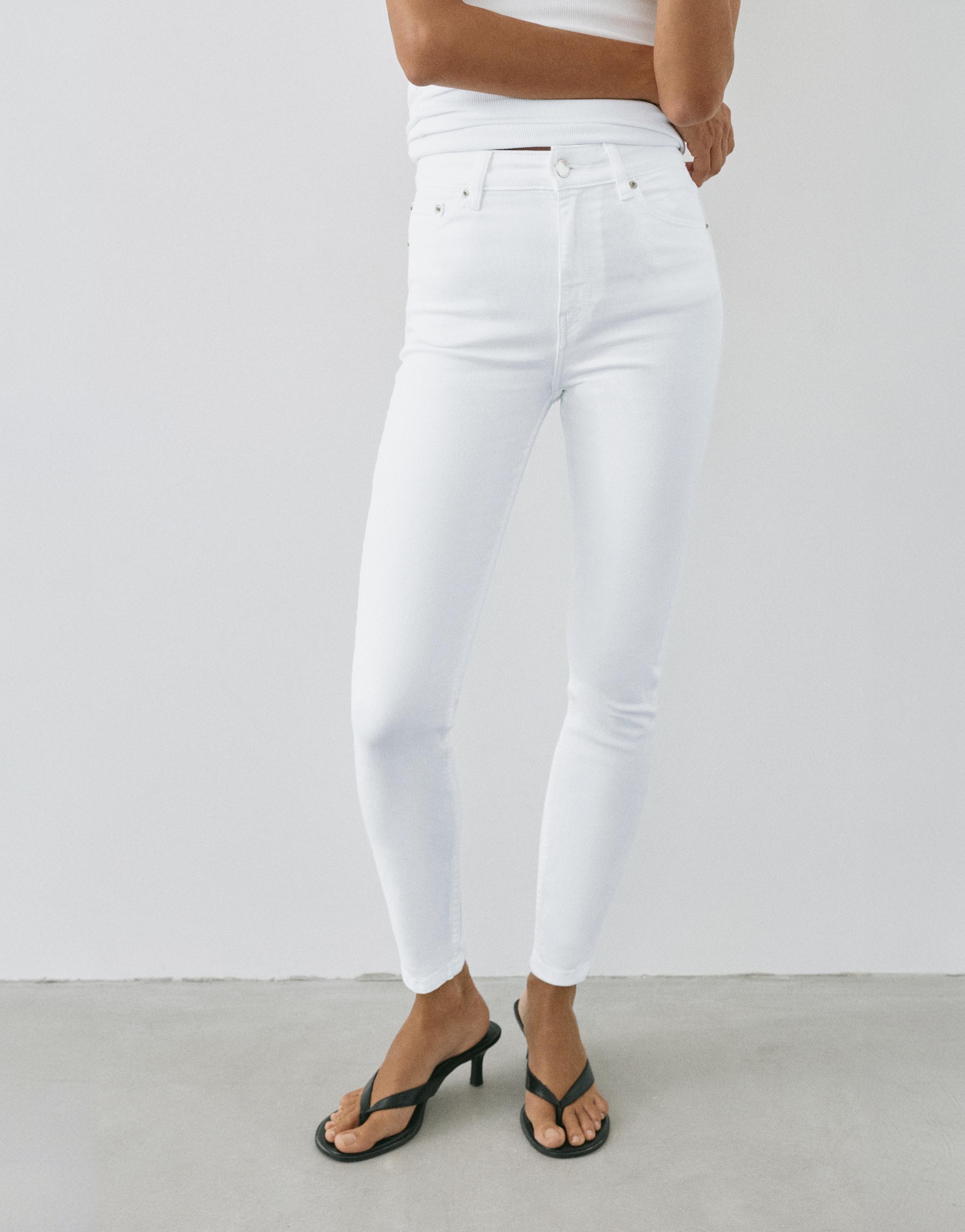High-waist skinny jeans — Bright white