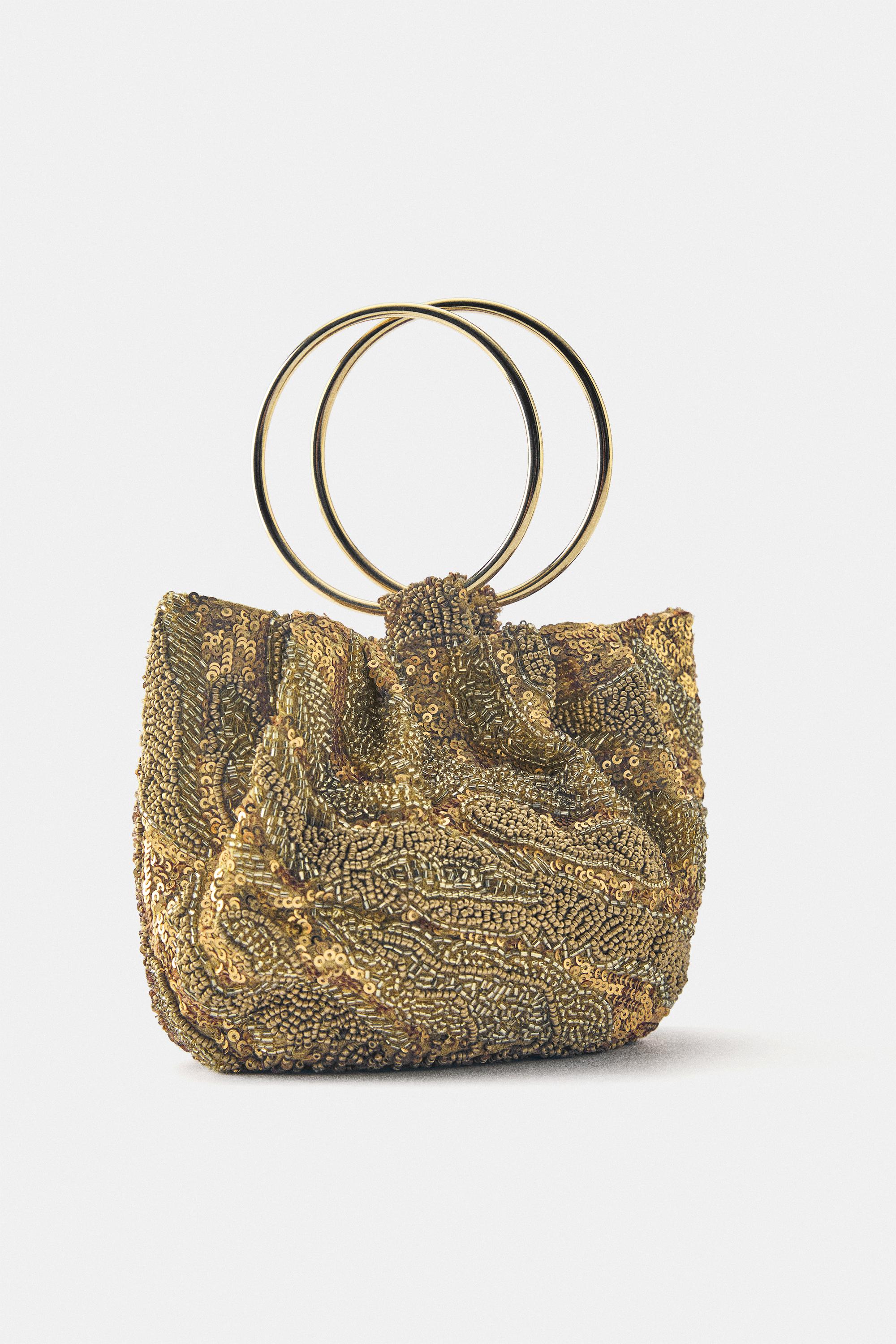 Beaded handbag — Gold
