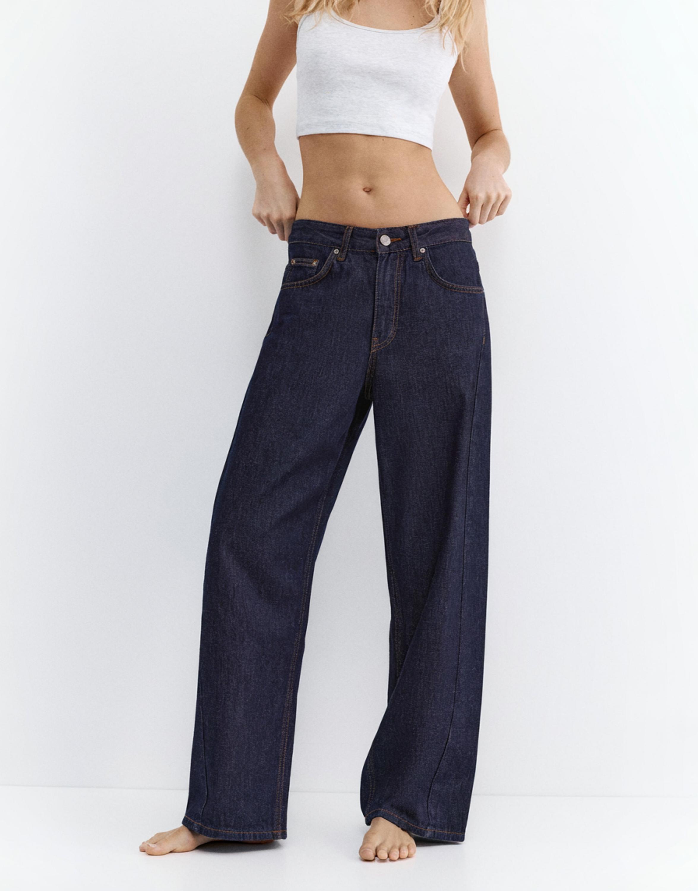 Low-rise barrel jeans — Navy