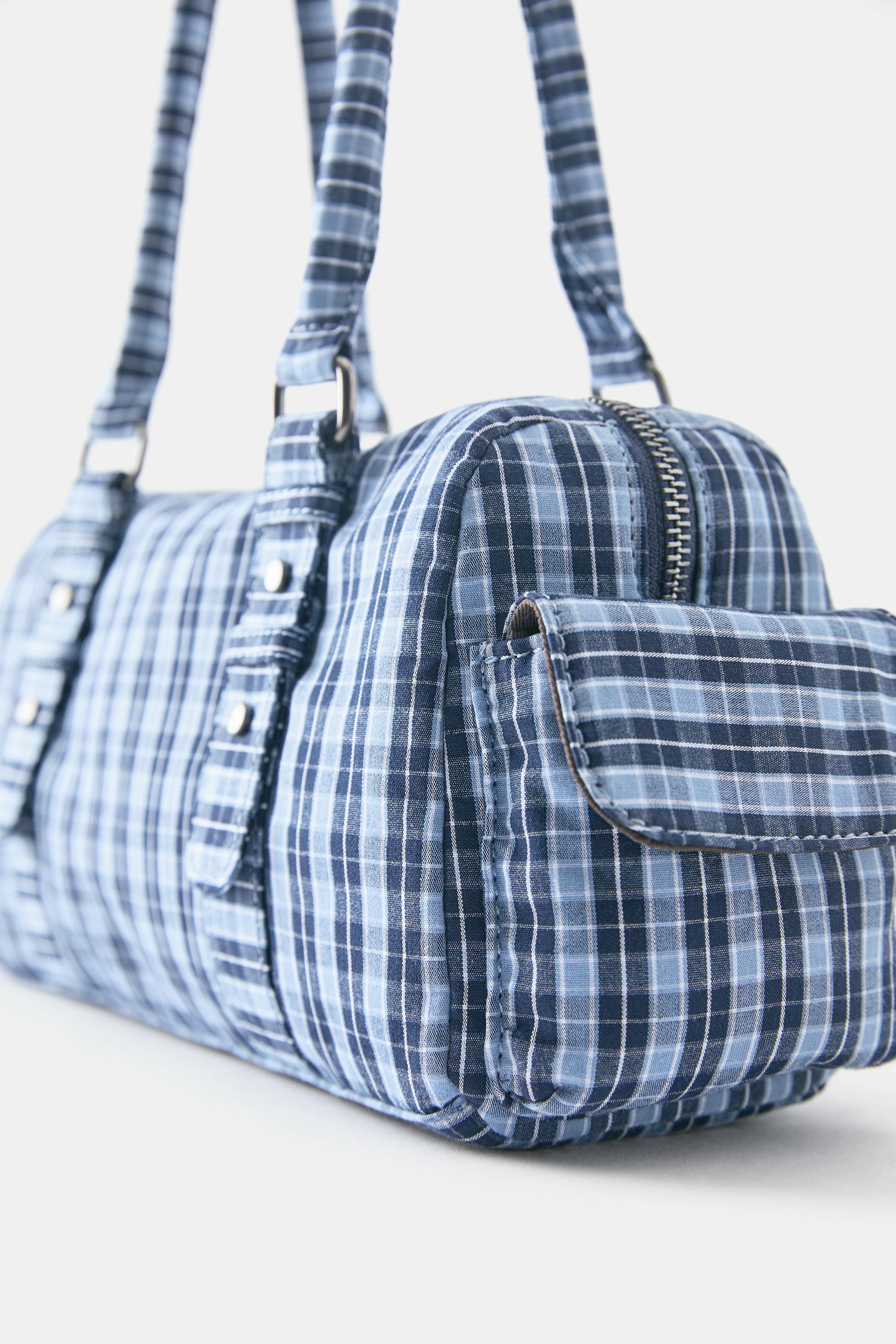 Check shoulder bag — Blue