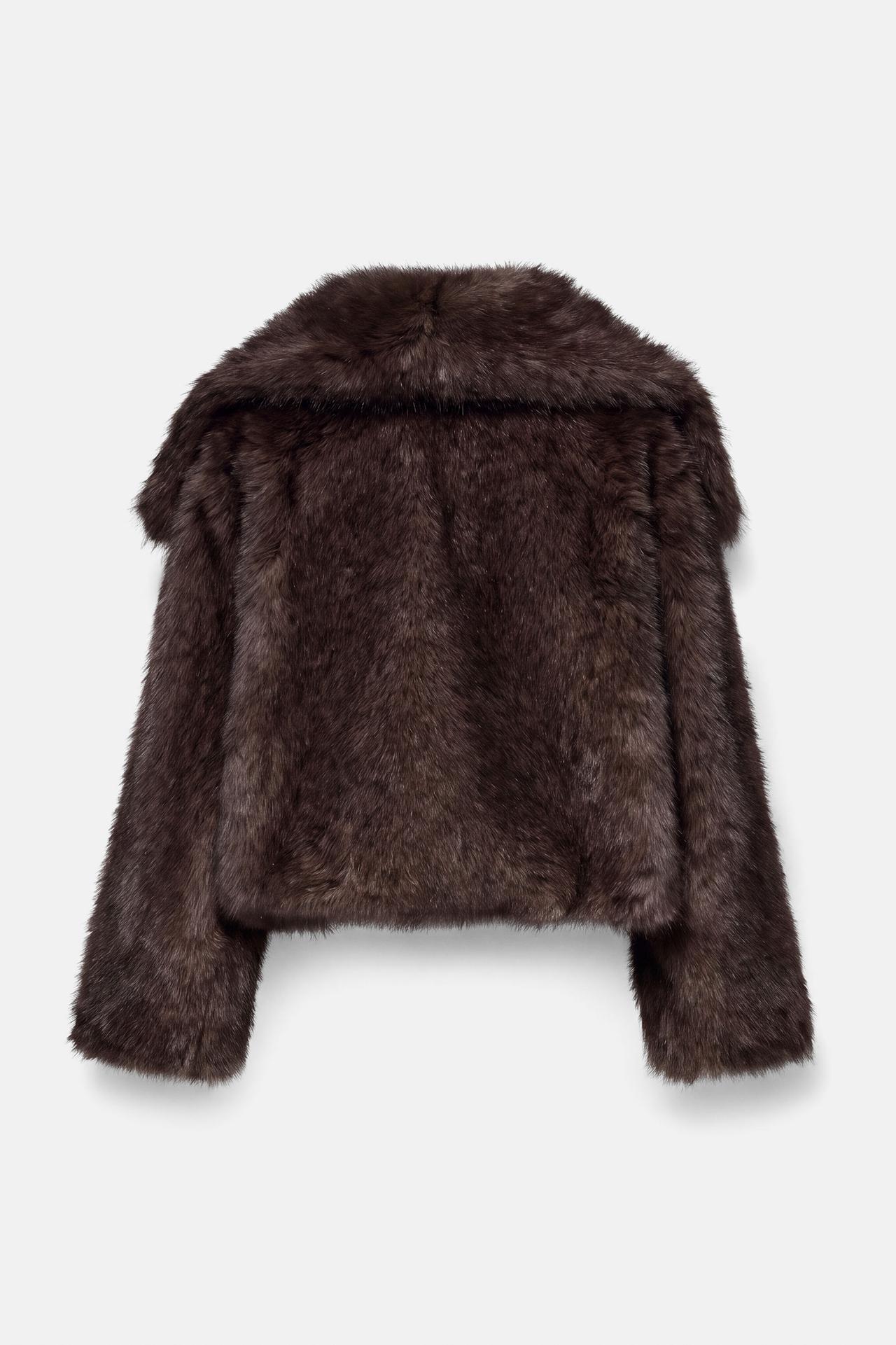 Short faux fur coat — Brown