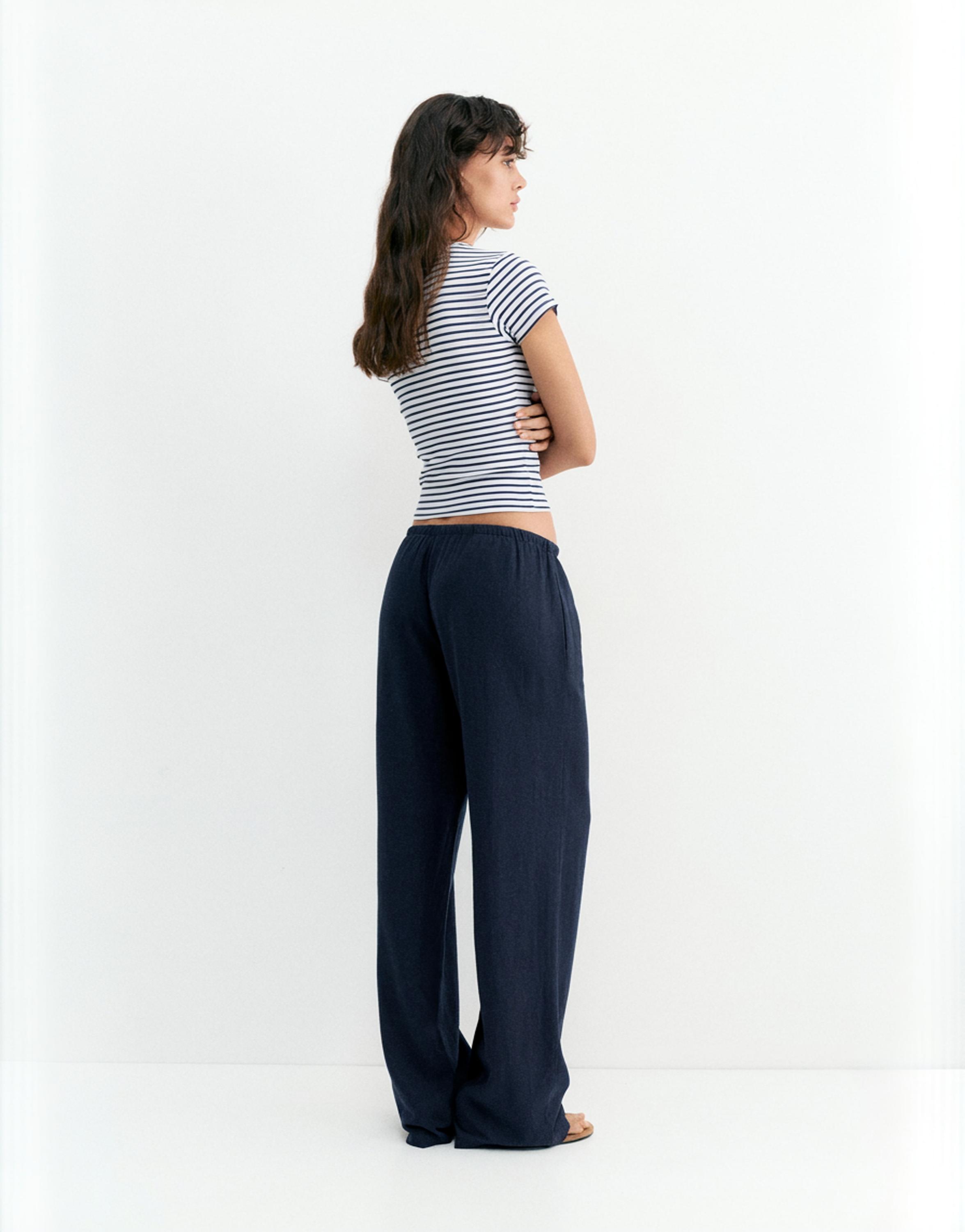 Linen blend joggers — Navy