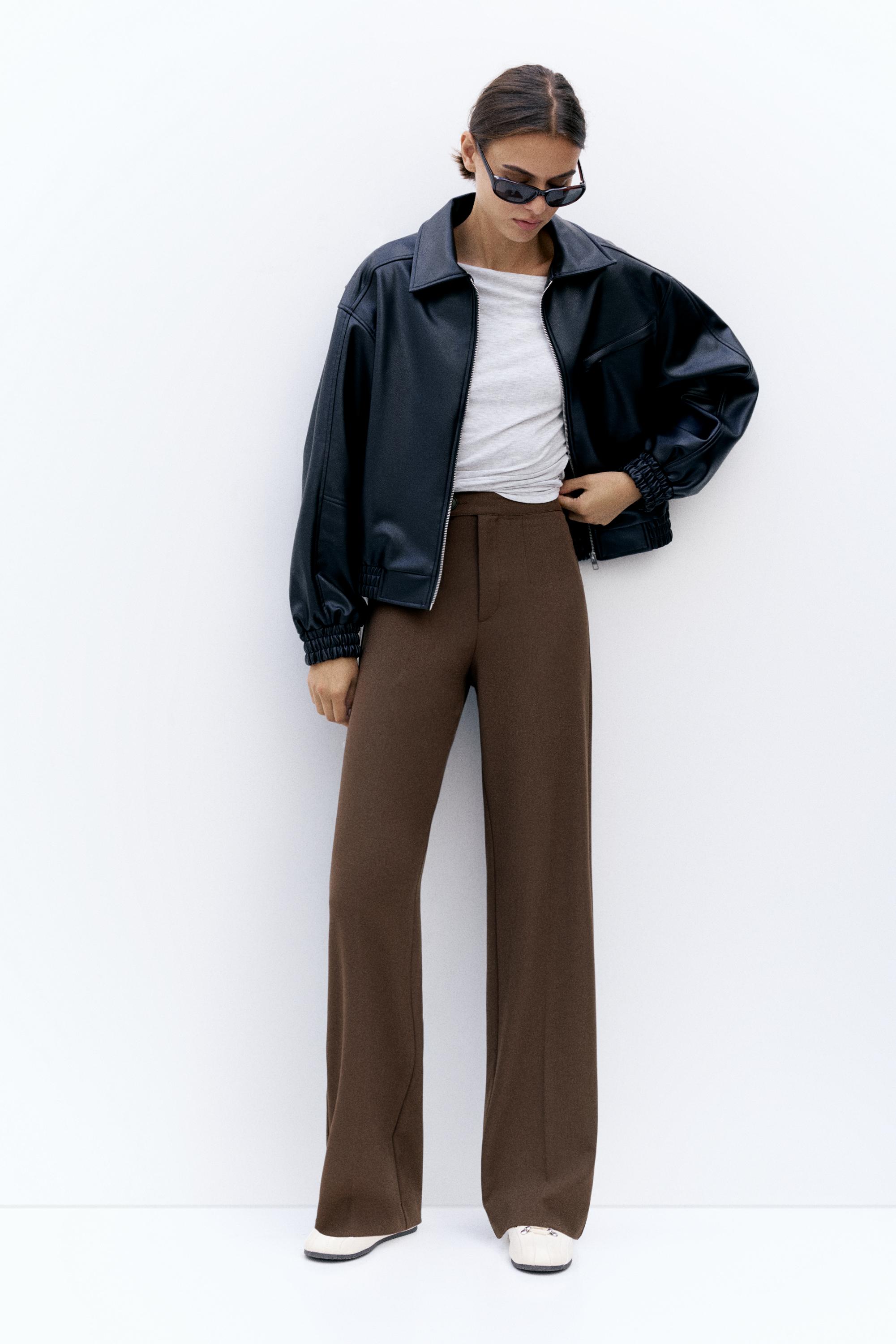 Straight-leg darted trousers — Brown