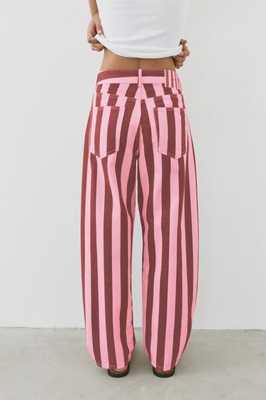 Striped barrel jeans — Pink 2