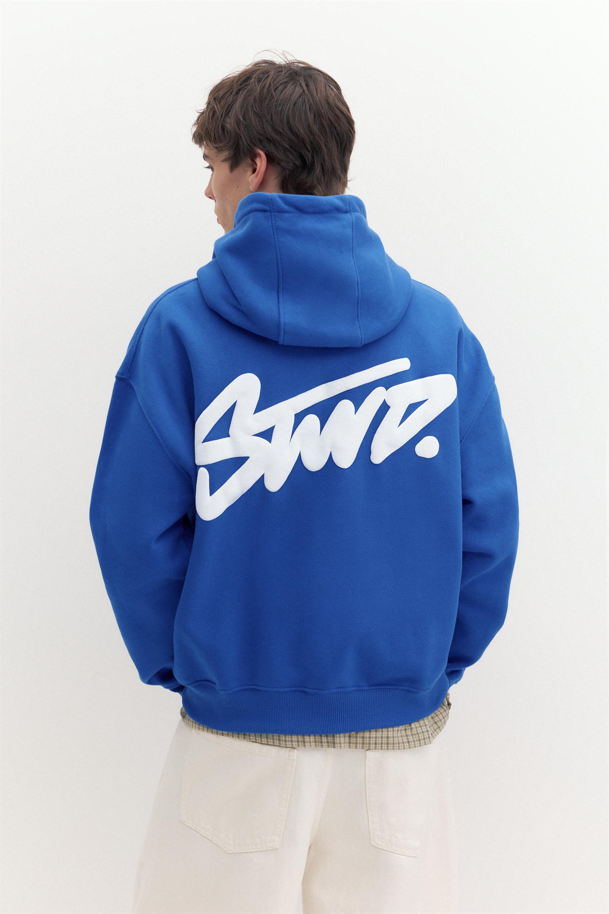 STWD logo boxy hoodie — Deep blue