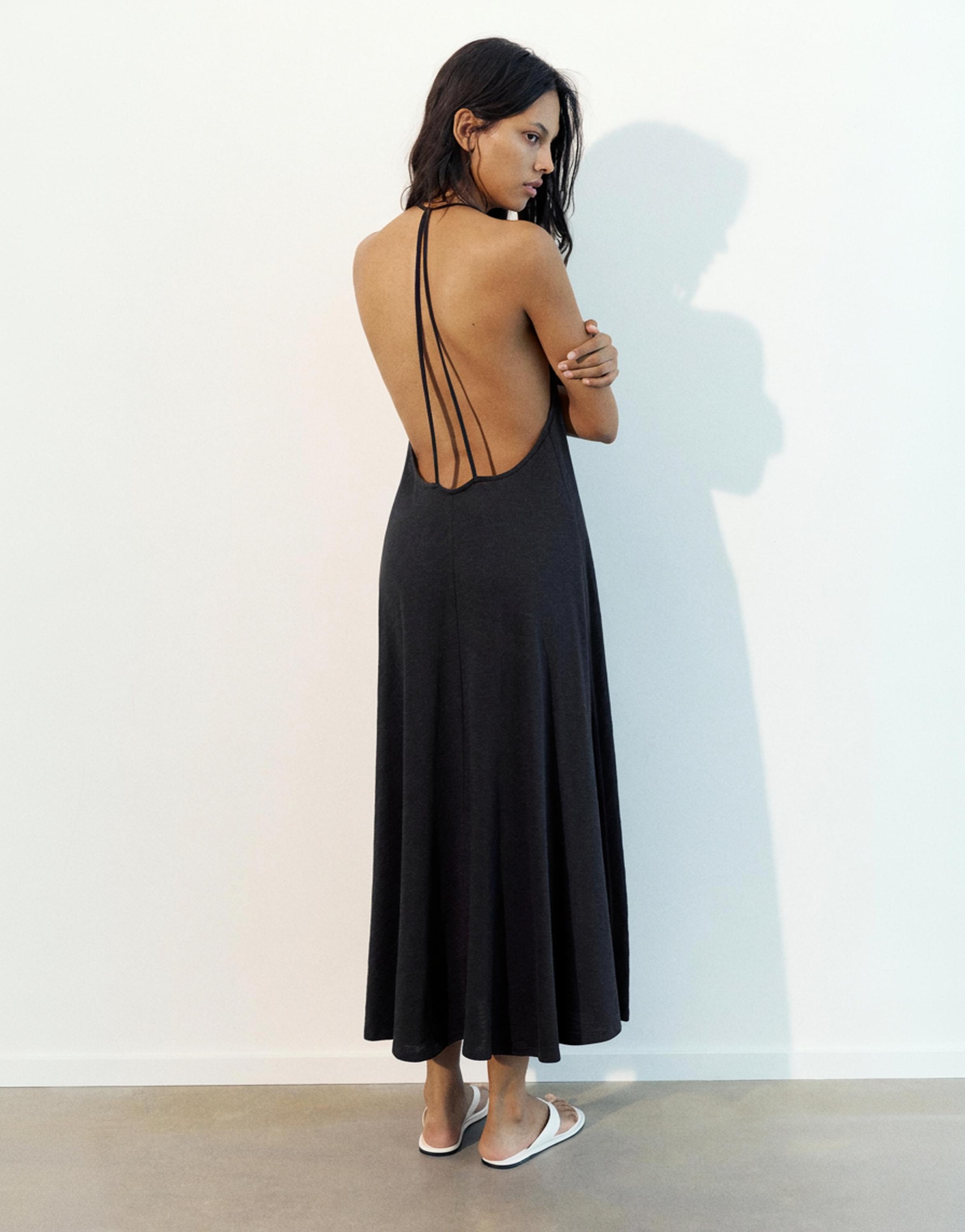 Strappy back midi dress — Anthracite grey