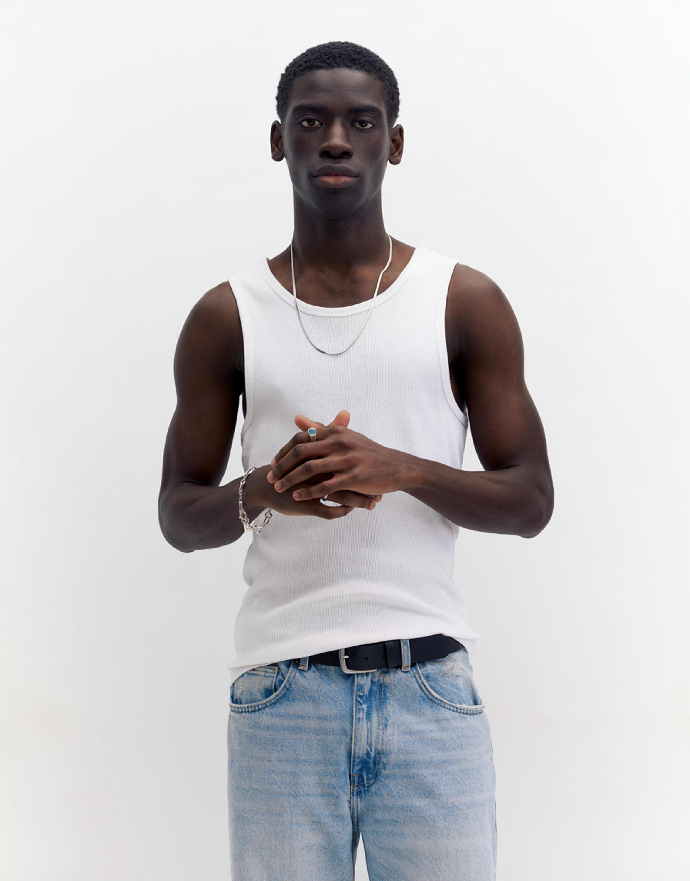 Ribbed tank top — White