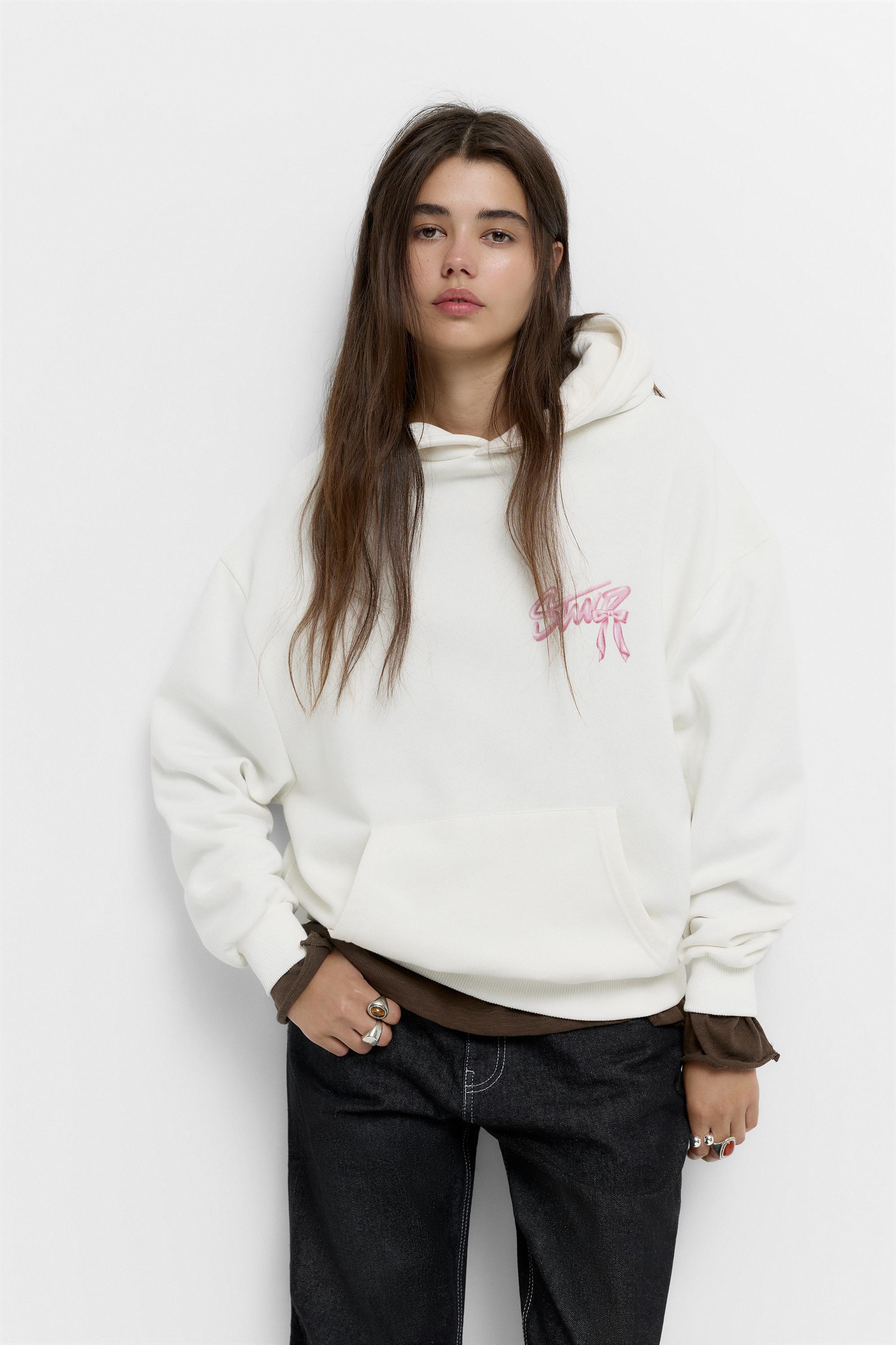 Fiyonk grafikli kapüşonlu sweatshirt - Görsel 20
