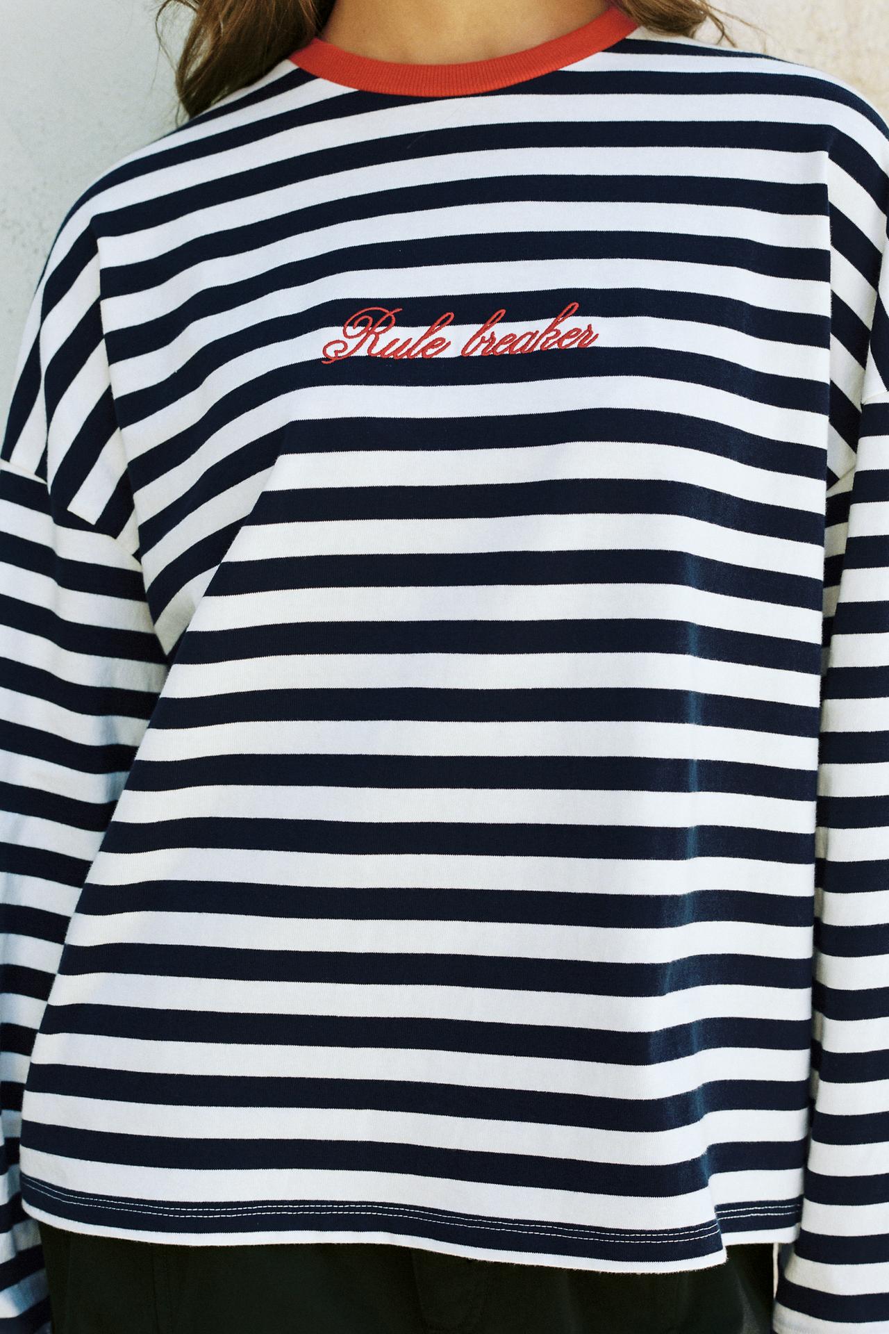 Oversize striped slogan T-shirt — Ice