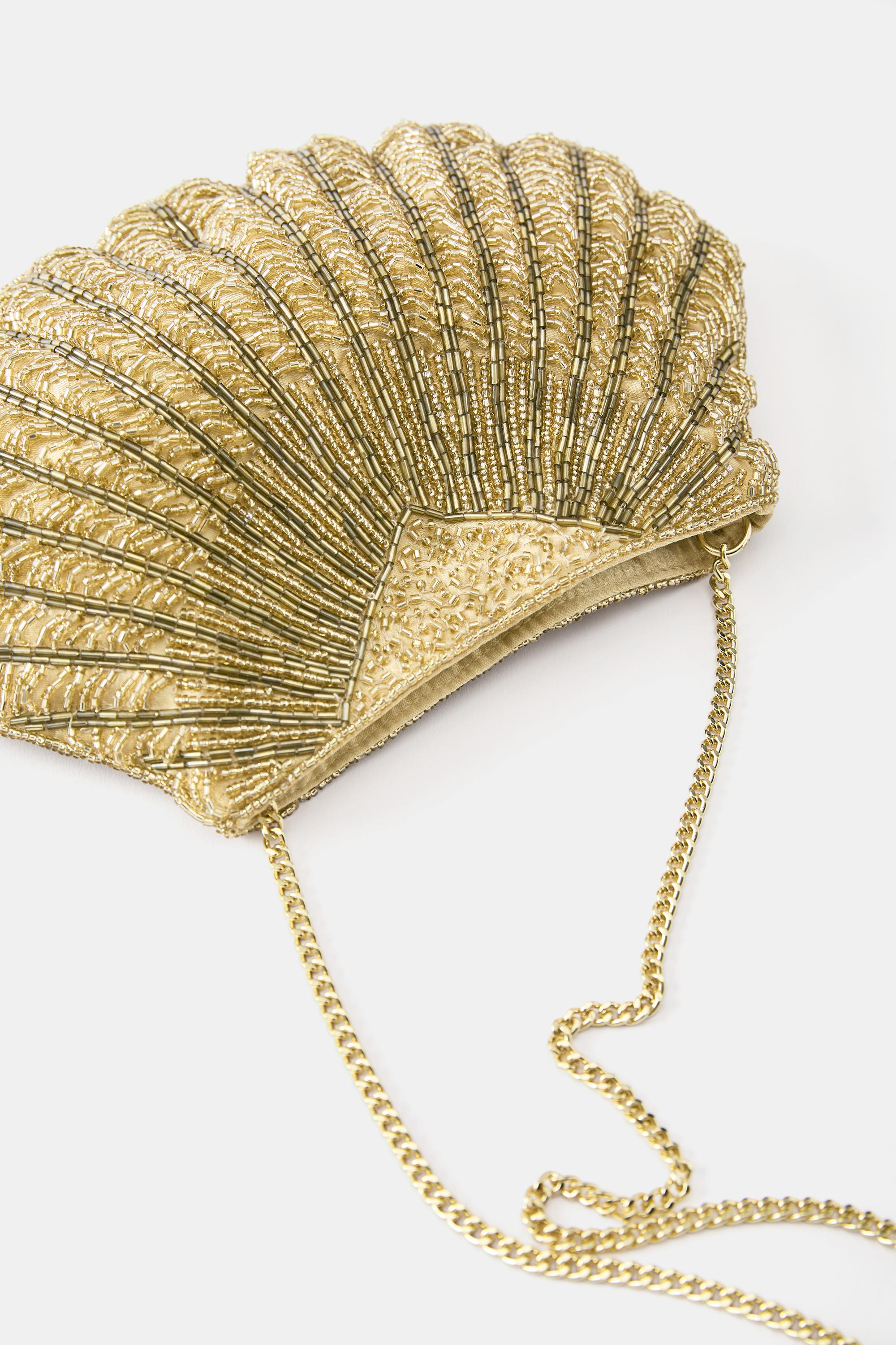 Beaded seashell bag — Gold