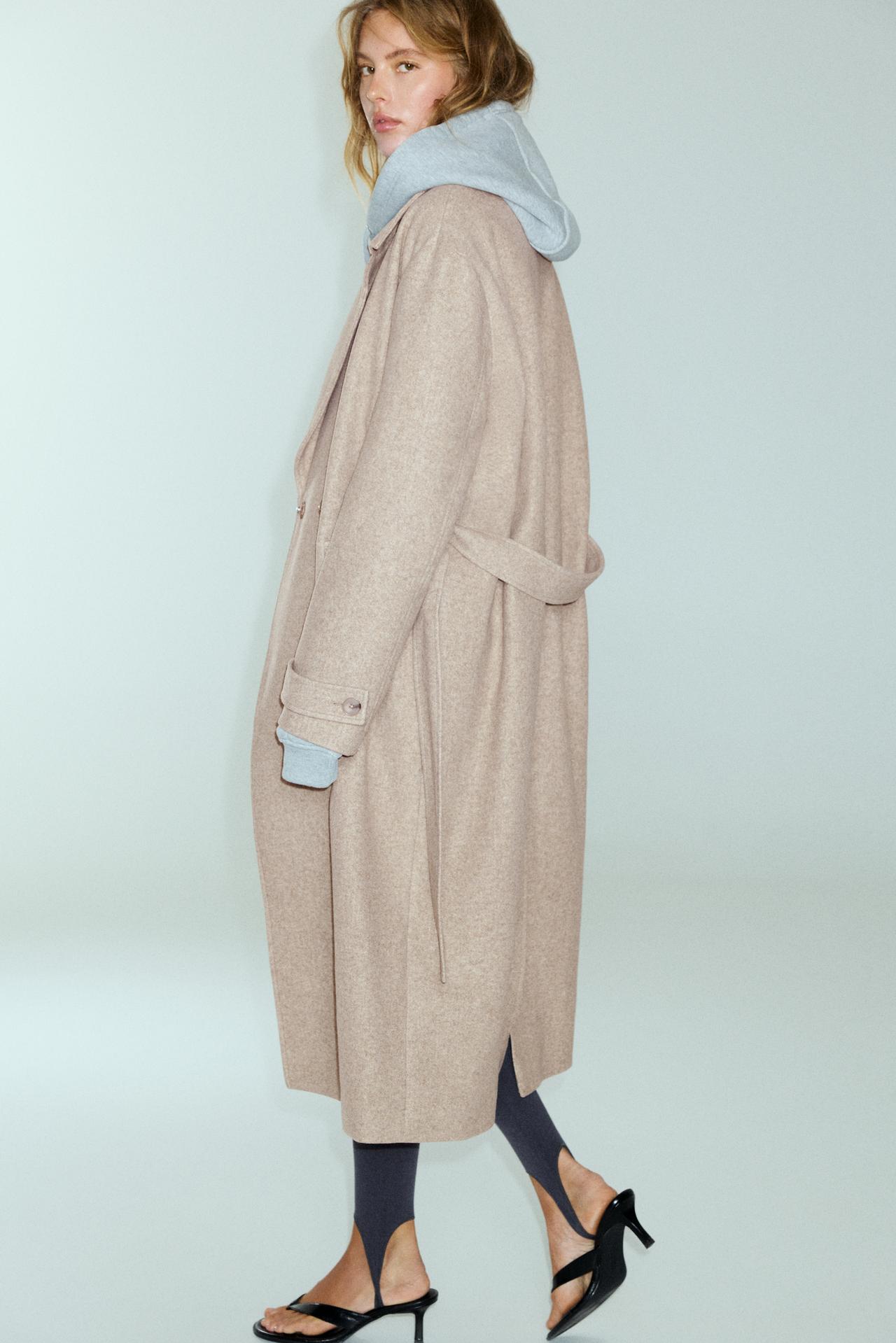 Long belted coat — Mole brown