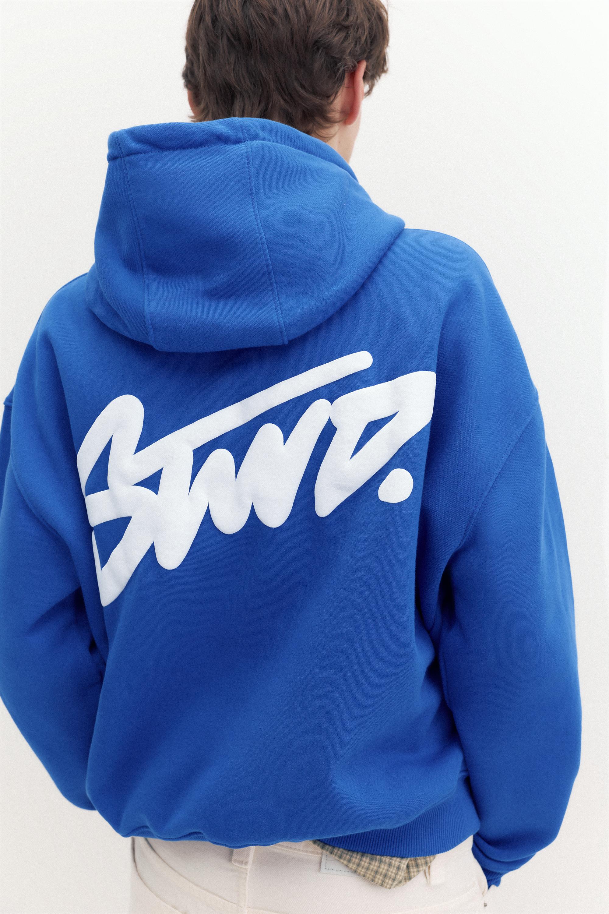 STWD logo boxy hoodie — Deep blue