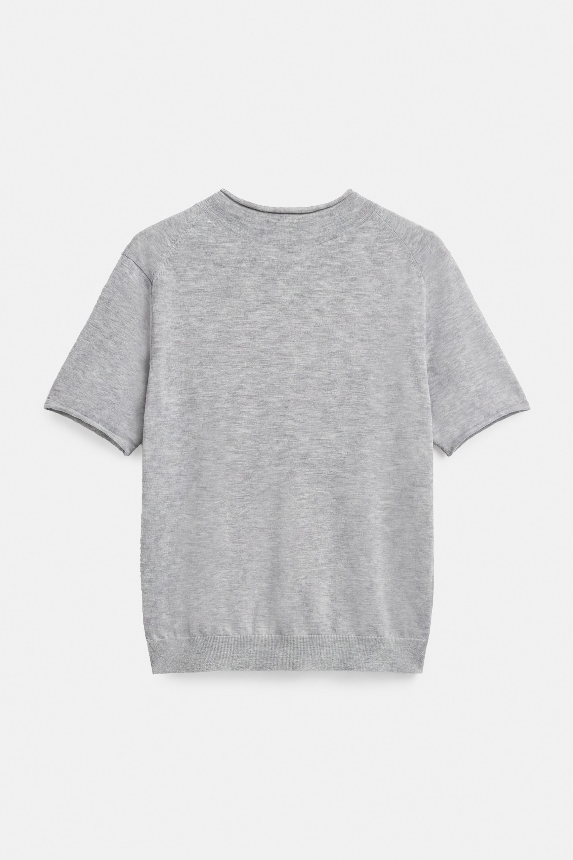 Fine knit short sleeve T-shirt — Grey