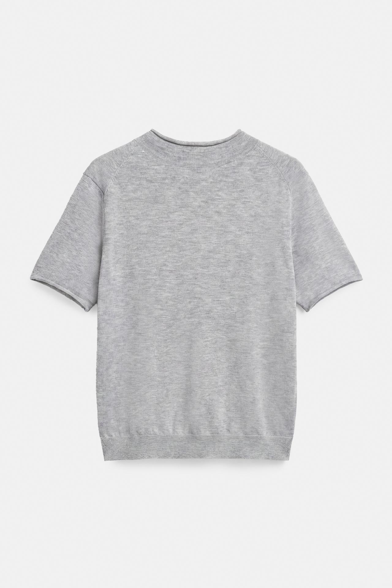 Fine knit short sleeve T-shirt — Grey