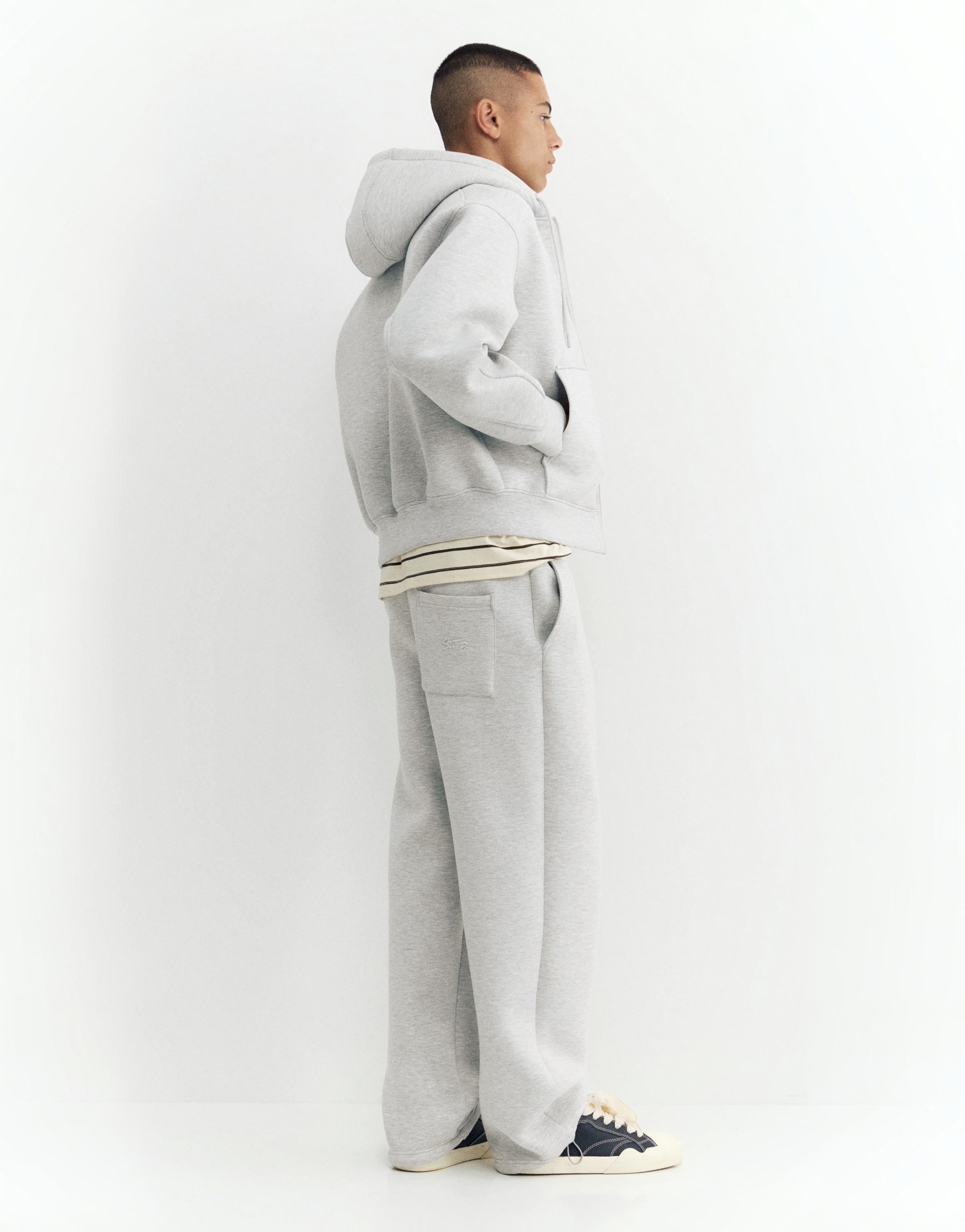 Neoprene-effect baggy trousers — Grey marl