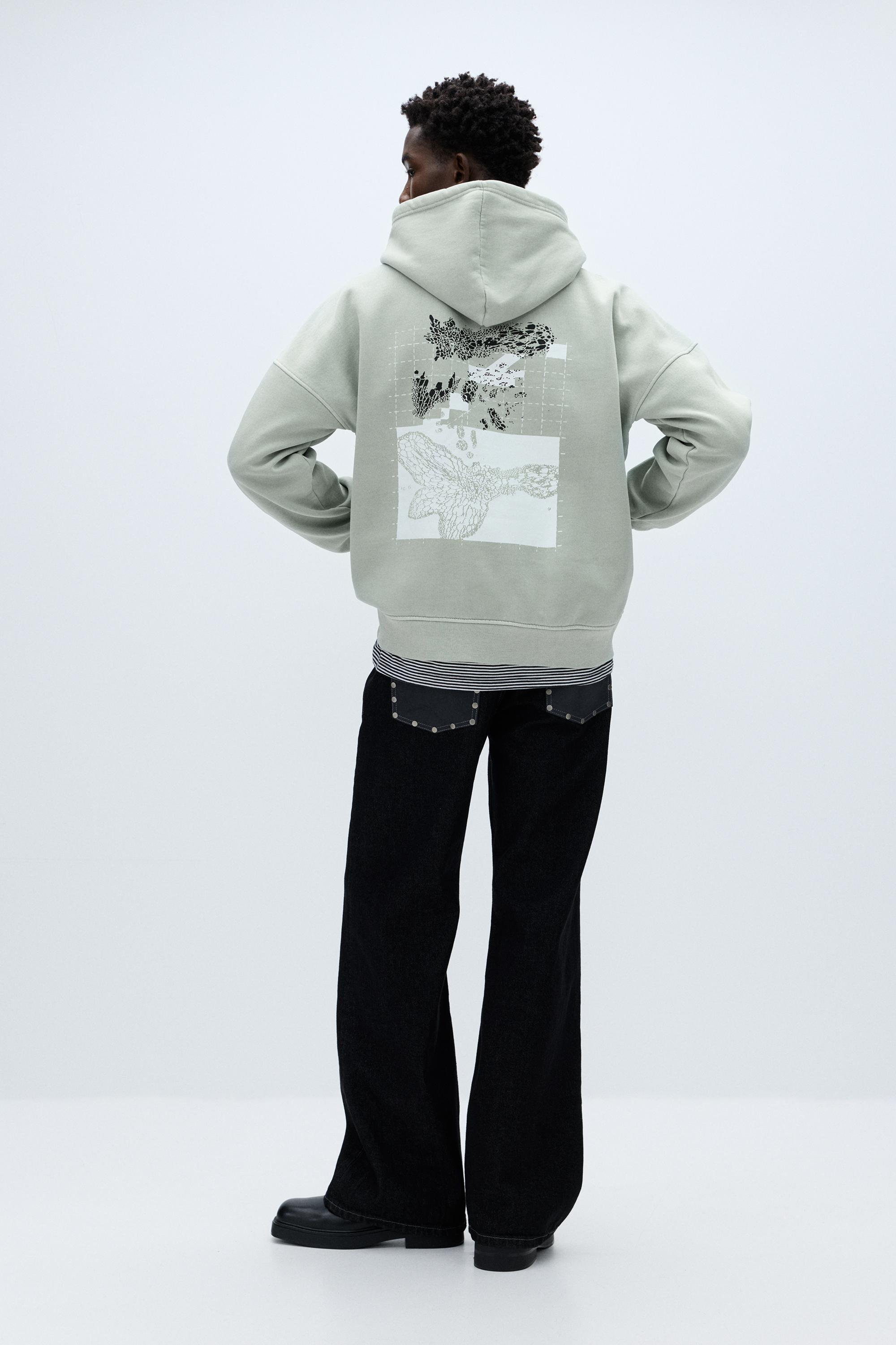 Oversize kapüşonlu grafik baskılı sweatshirt - Görsel 9