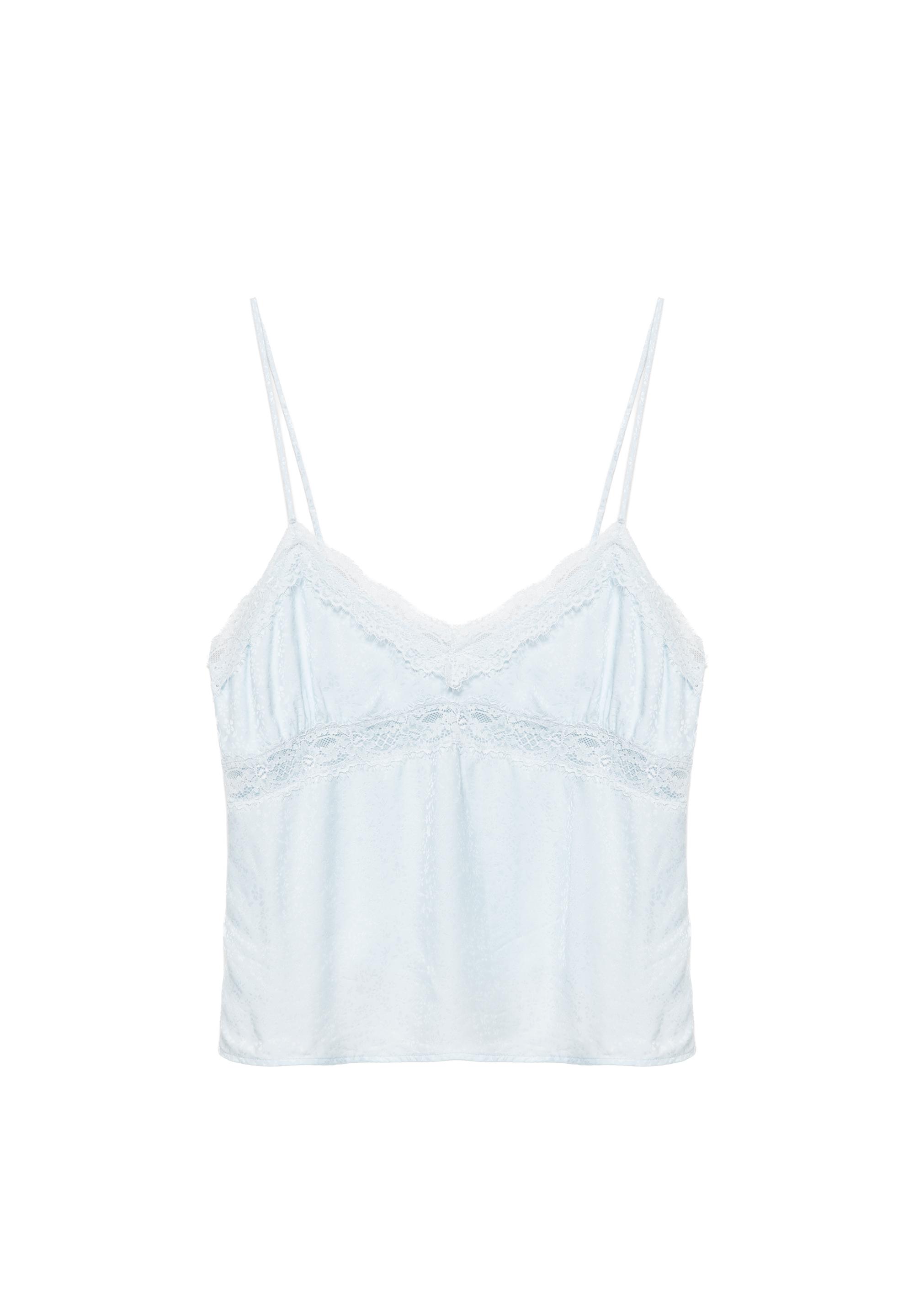 Pull&Bear Dantel detaylı askılı slip top görsel 6