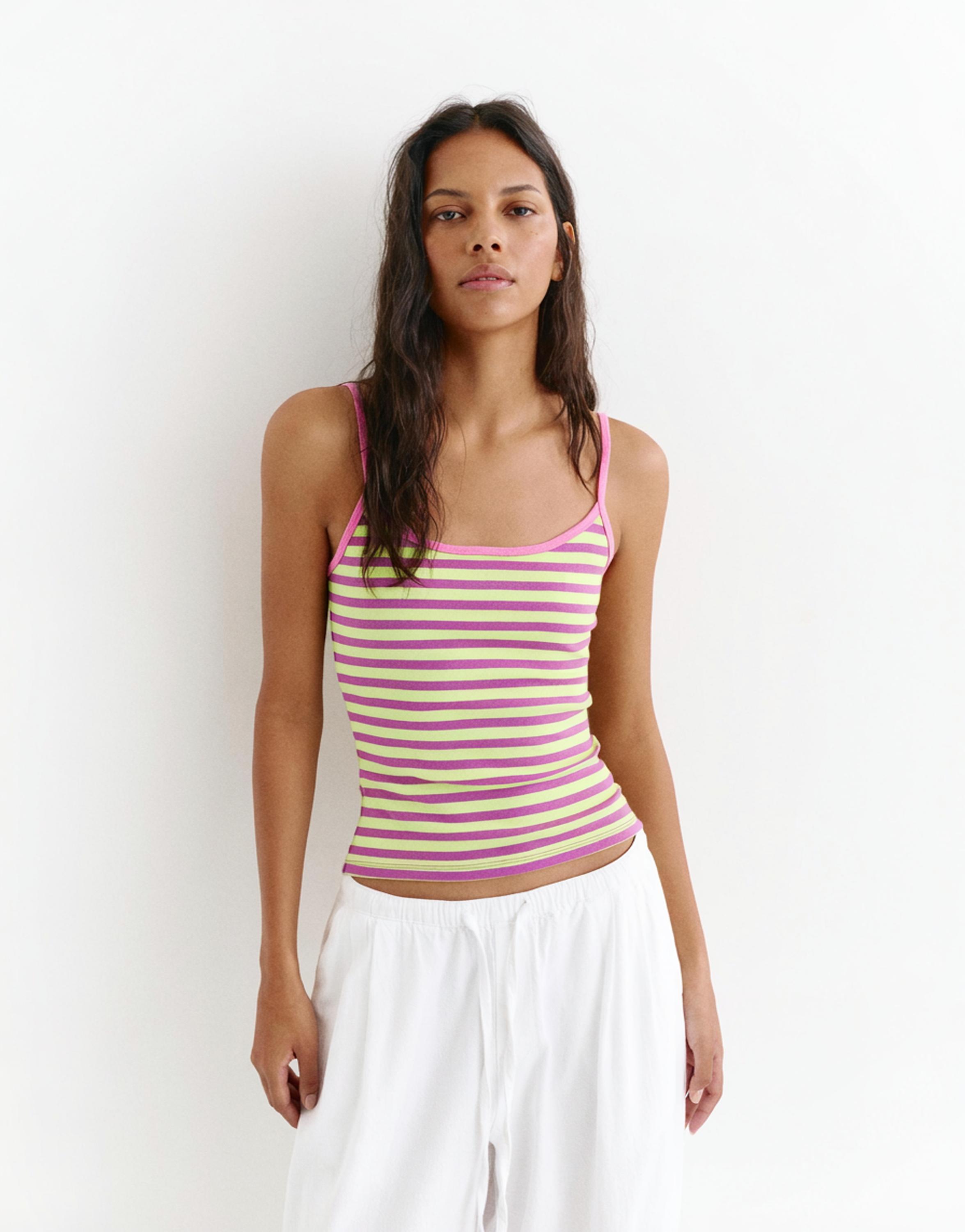 Thin strap top — Striped