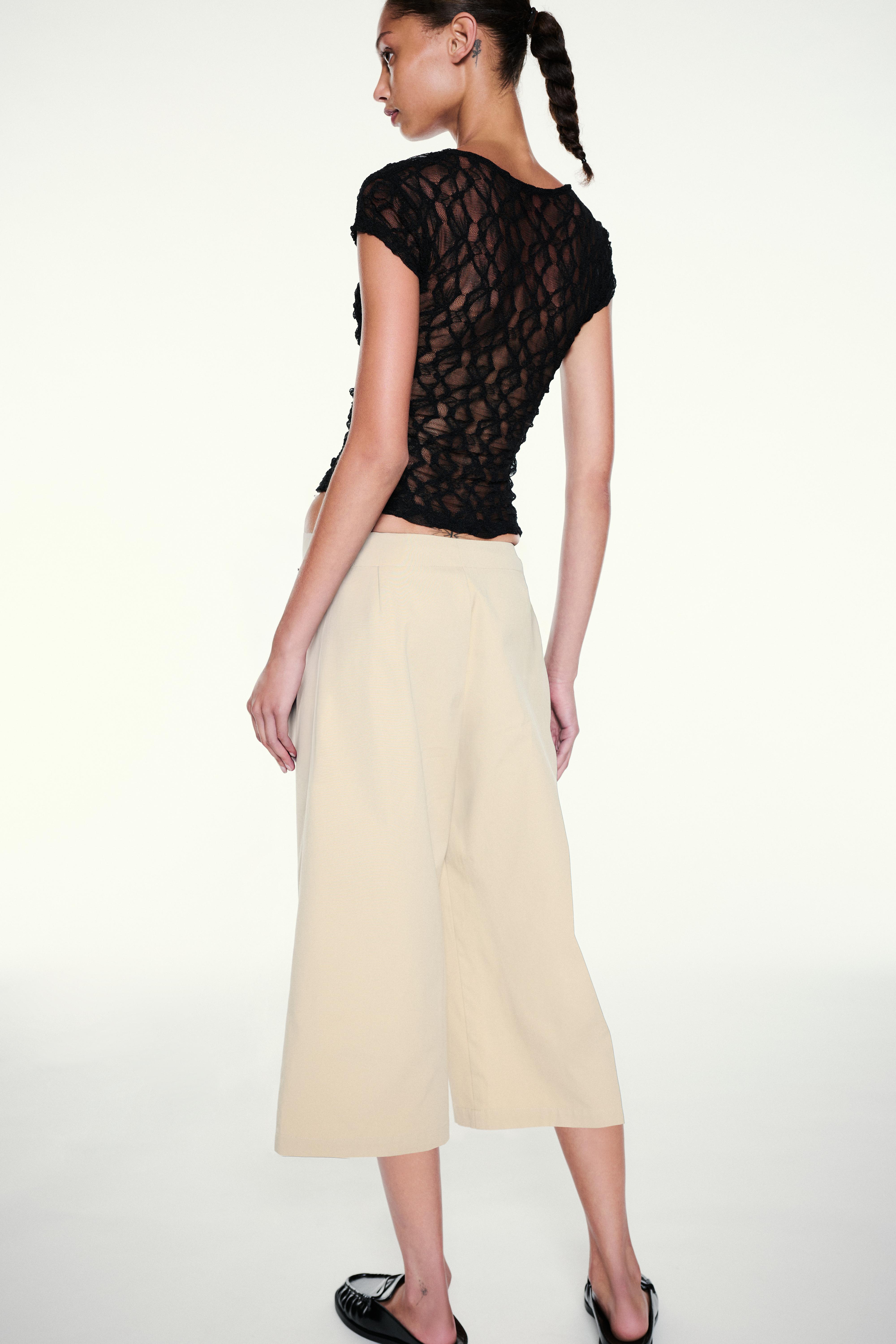Sash tie culottes — Light camel