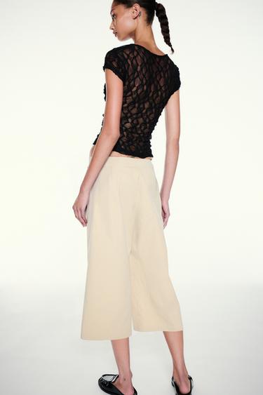Sash tie culottes — Light camel 2