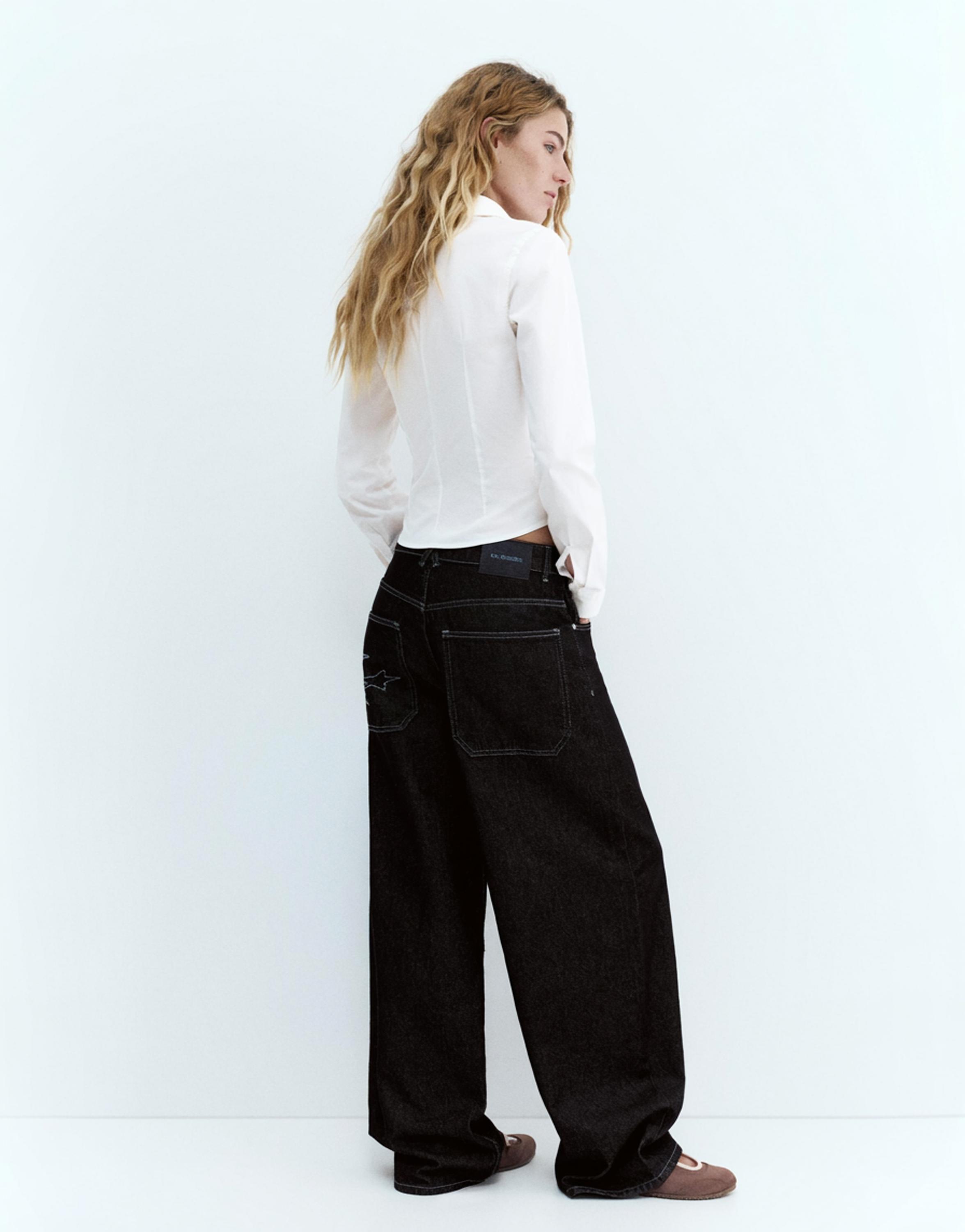 Poplin yırtmaçlı dar kesim gömlek - Görsel 42