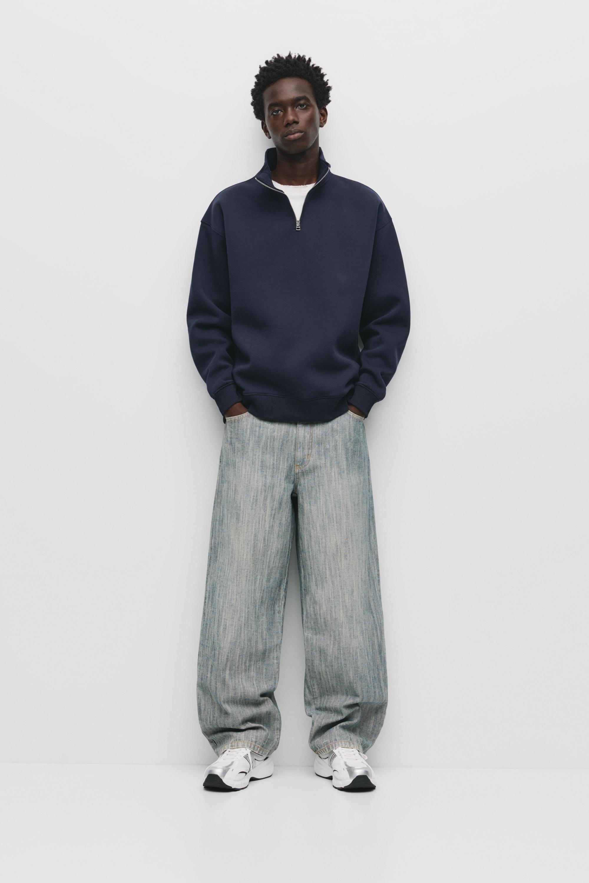 Basic quarter-zip sweatshirt — Navy