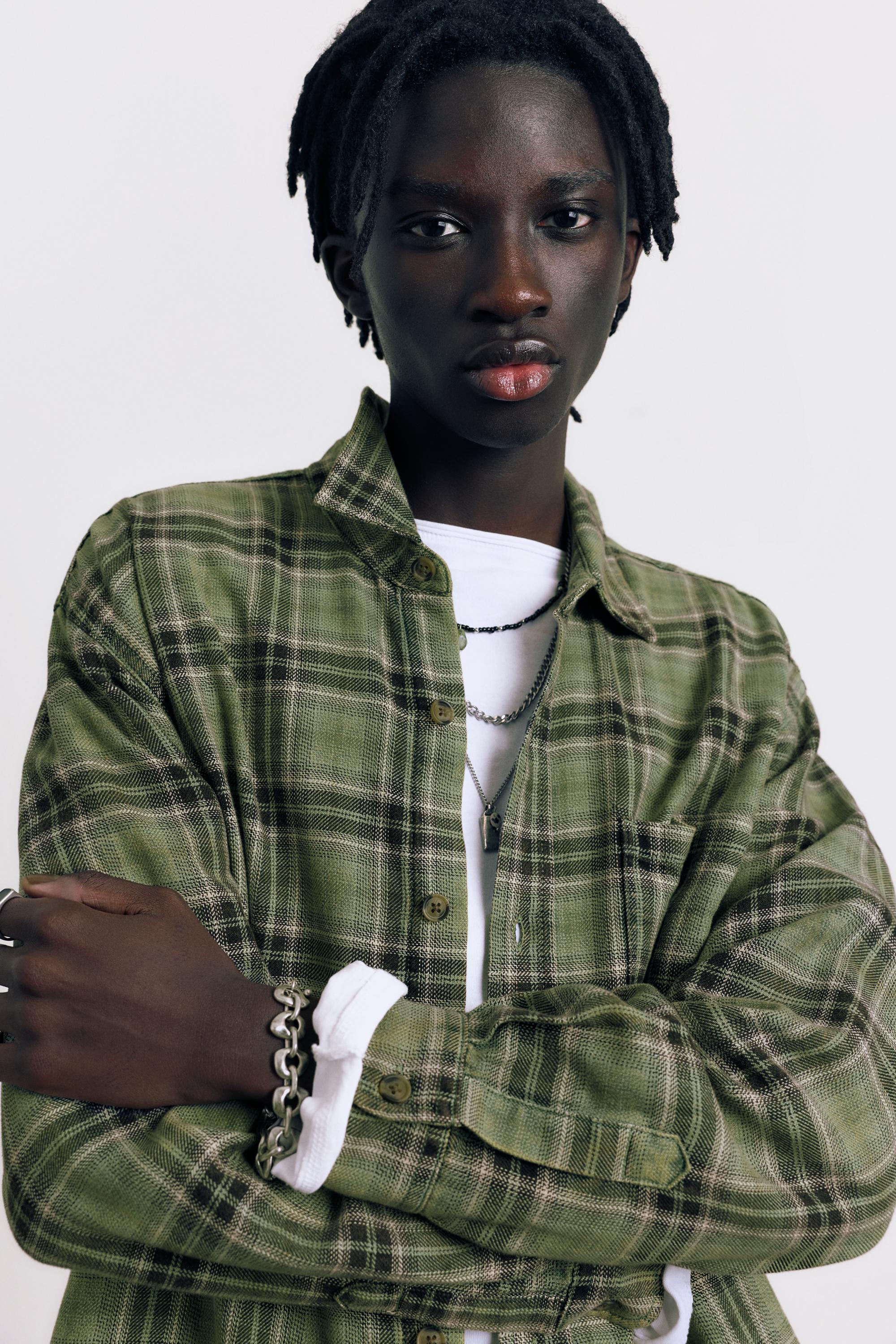 Uzun kollu kareli gömlek - Görsel 8