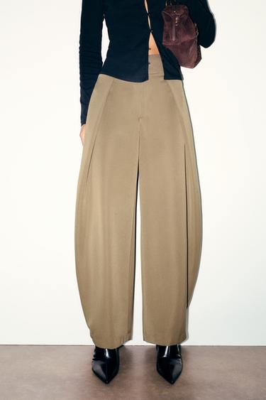 Balloon fit darted trousers — Dark camel 3