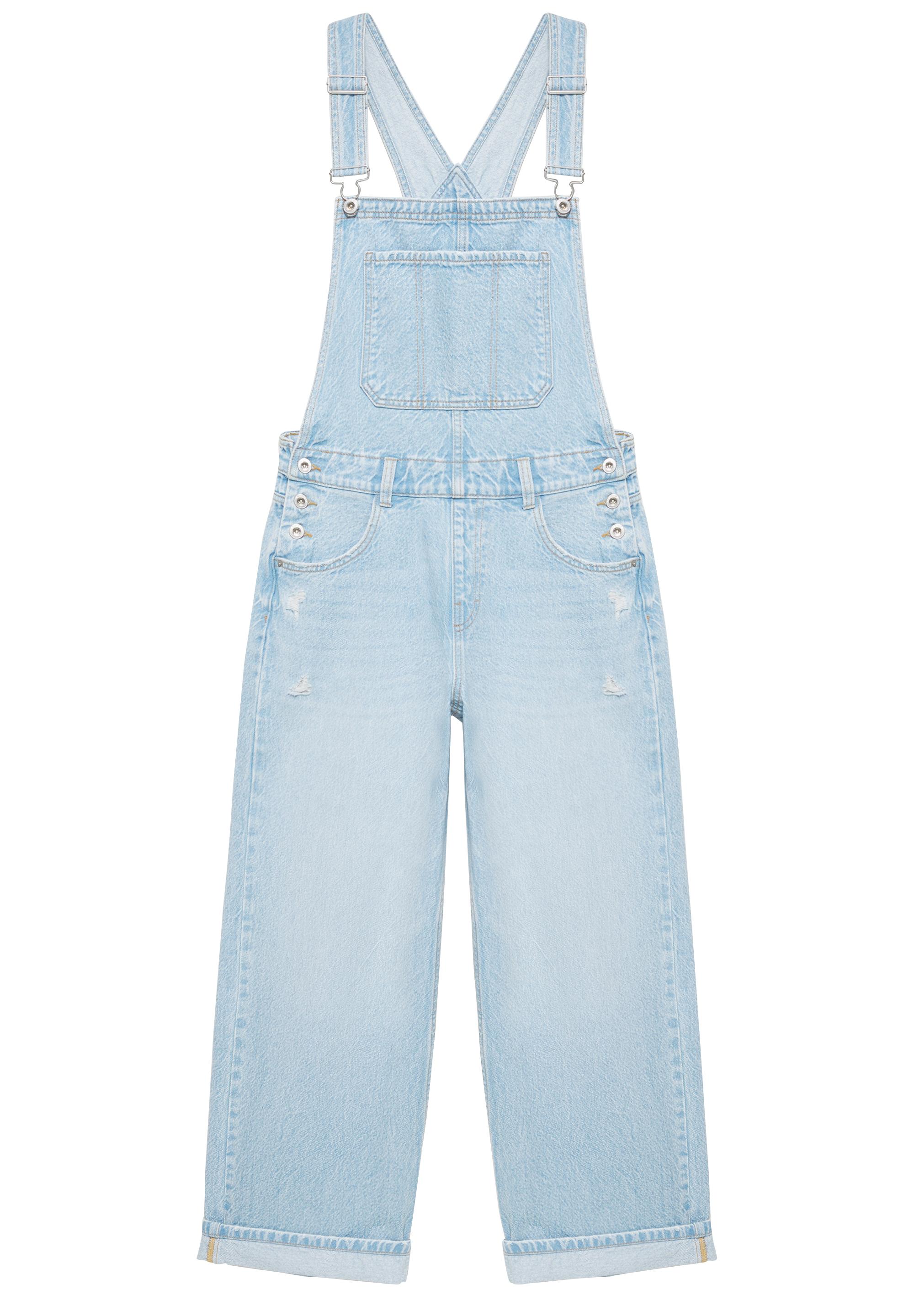 Long denim dungarees