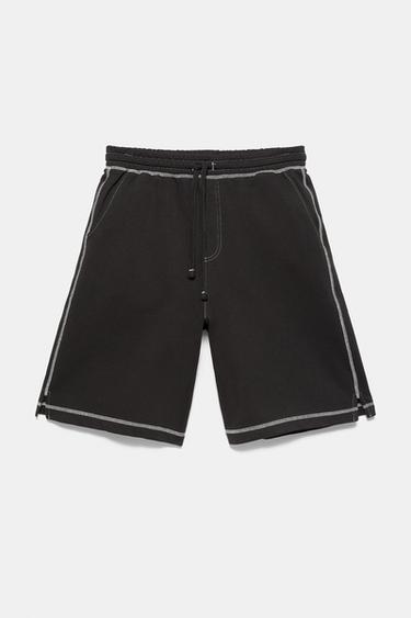 STWD jogger Bermuda shorts with seams — Black 8