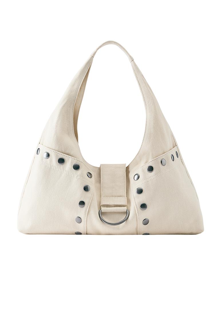 Studded shoulder bag — Ecru