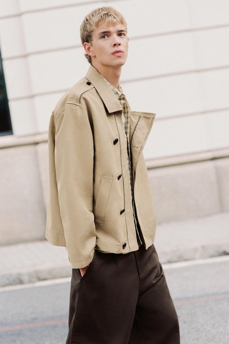 Cropped trench coat — Sand