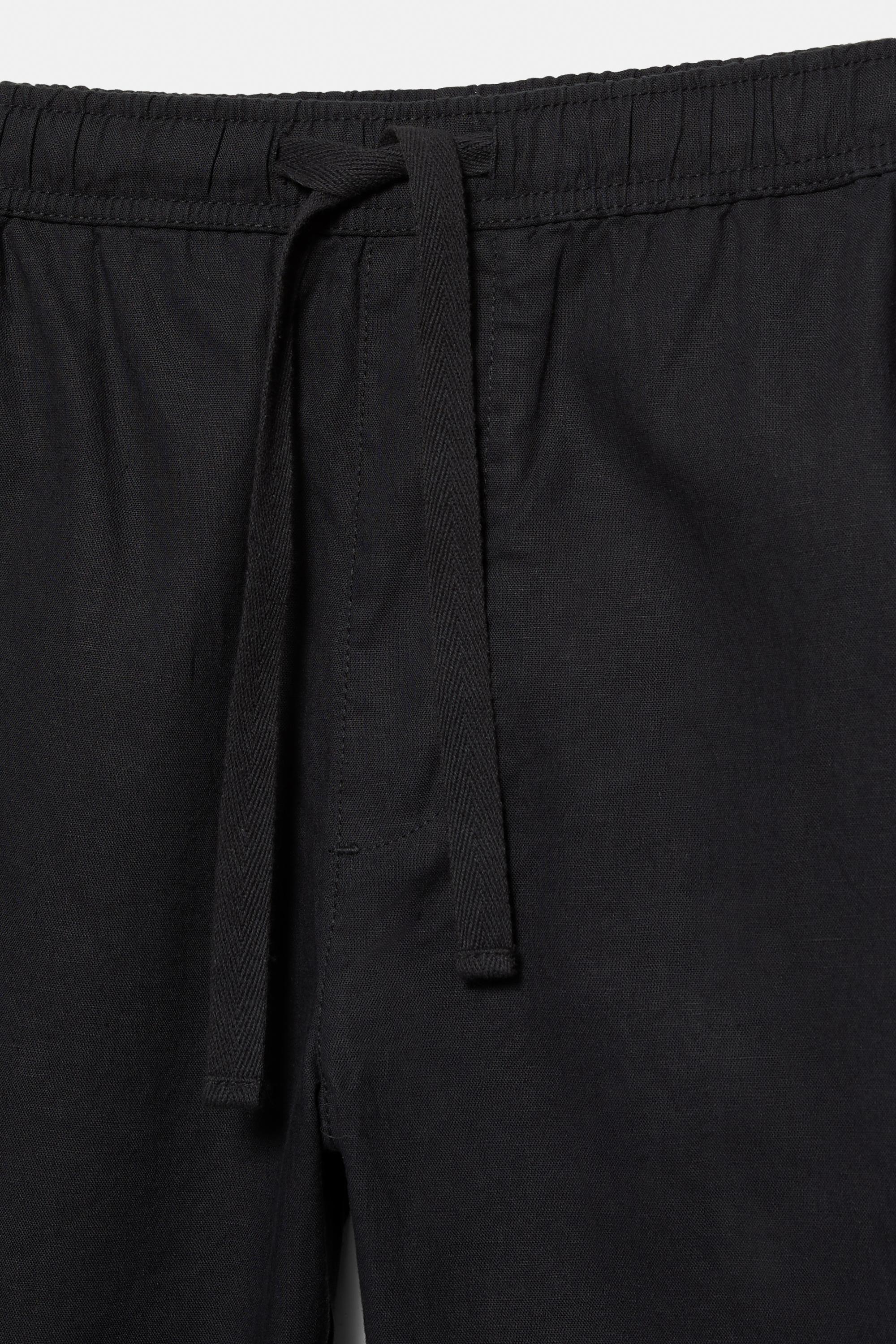 Linen blend jogger trousers — Black
