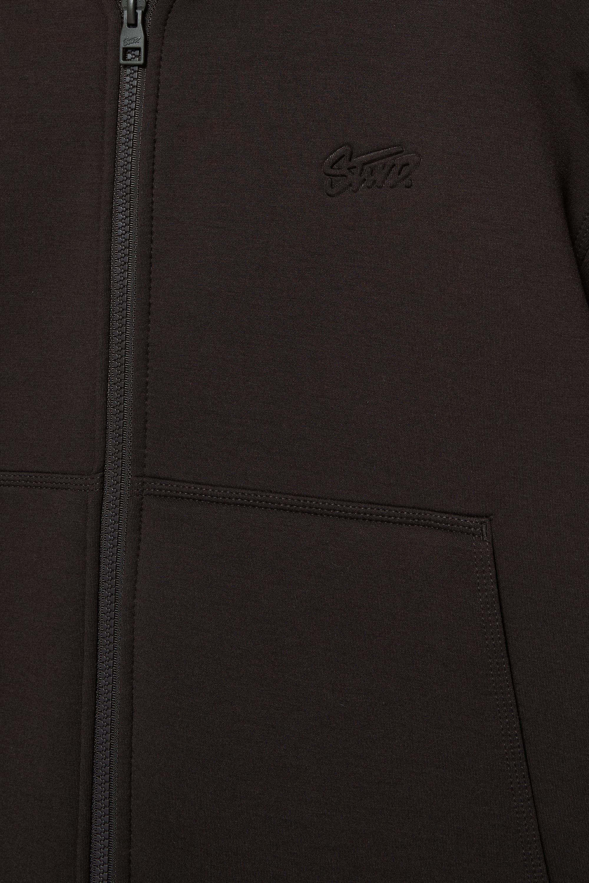 Neoprene-effect hoodie — Chocolate