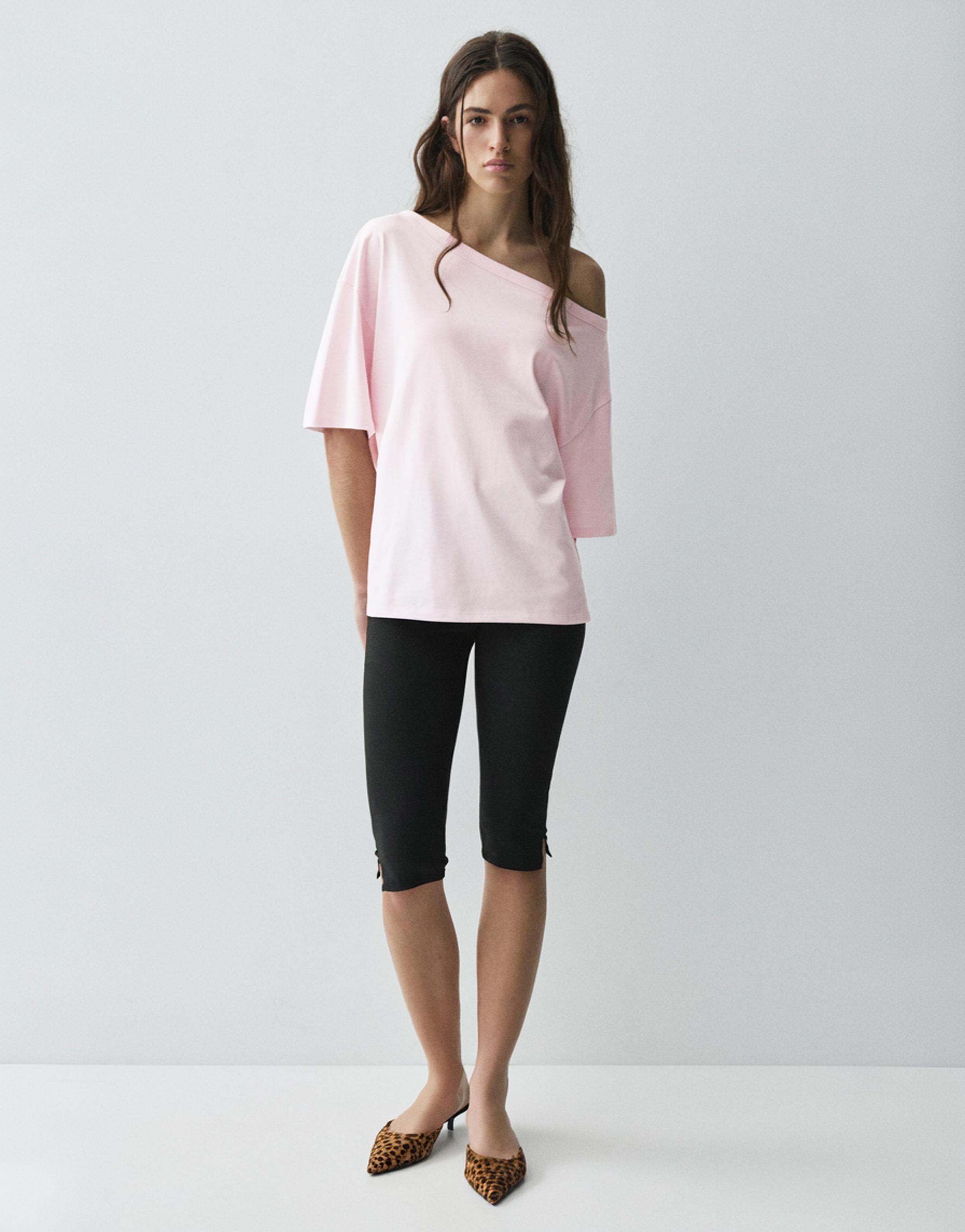 Asymmetric short sleeve T-shirt — Pink