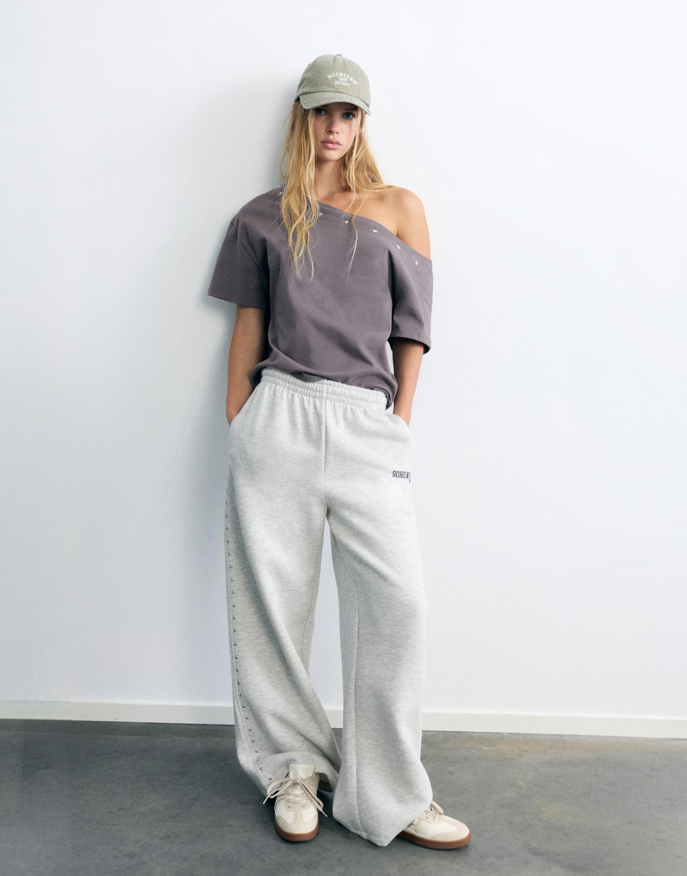 Asymmetric star T-shirt — Grey/Blue