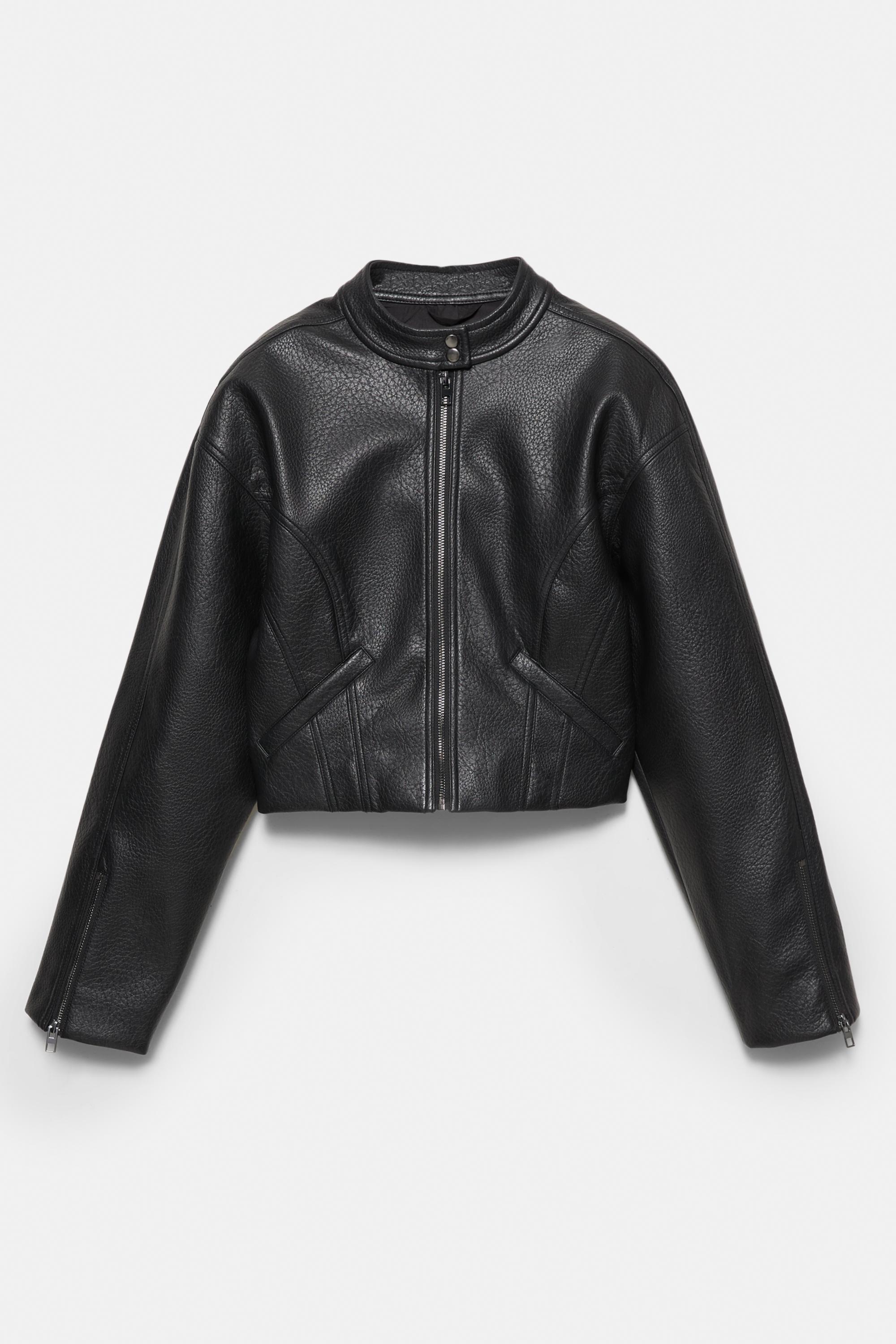 Suni deri biker ceket - Görsel 2
