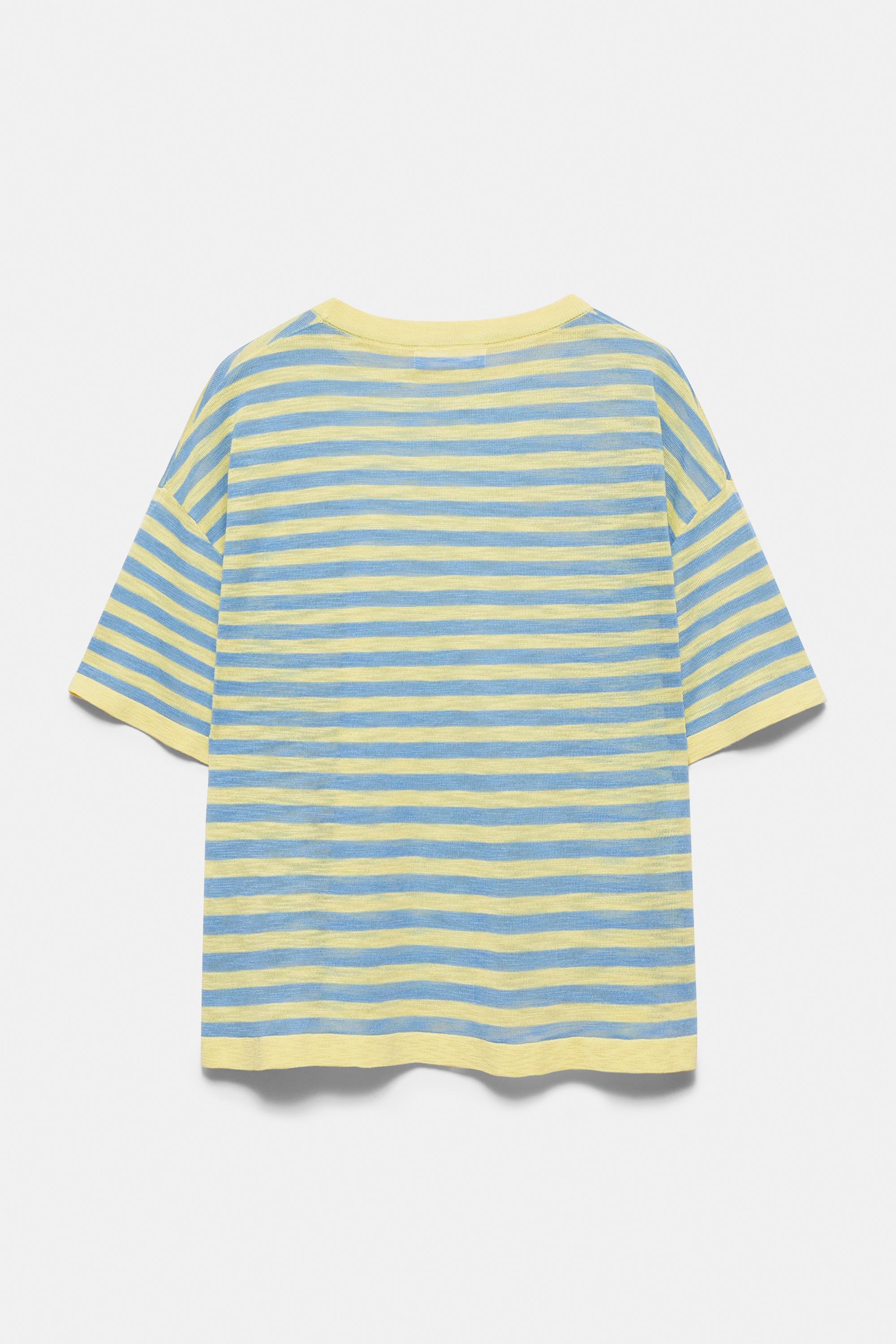 Striped knit T-shirt — Yellow