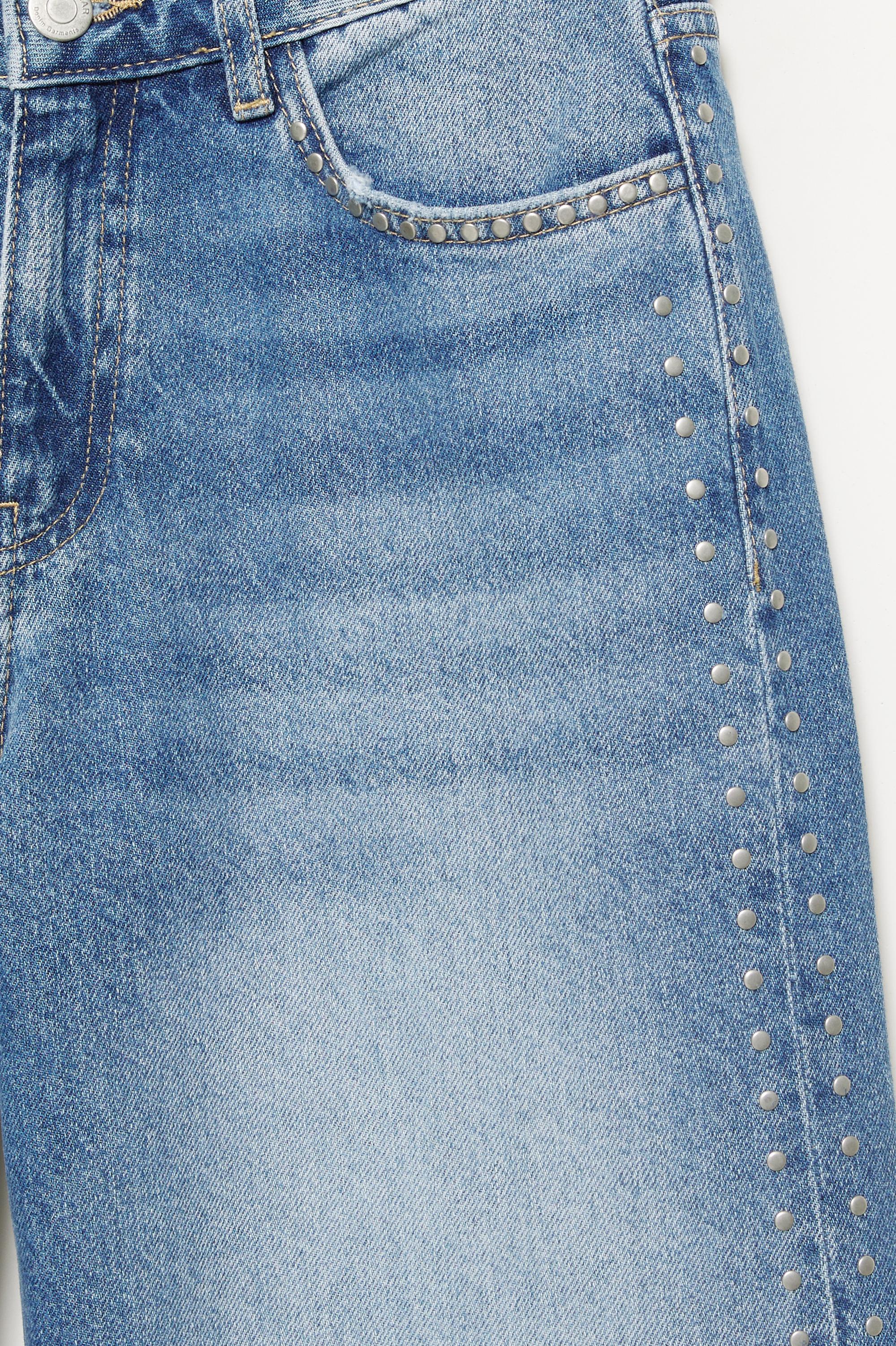 Wide-leg stud jeans — Medium blue