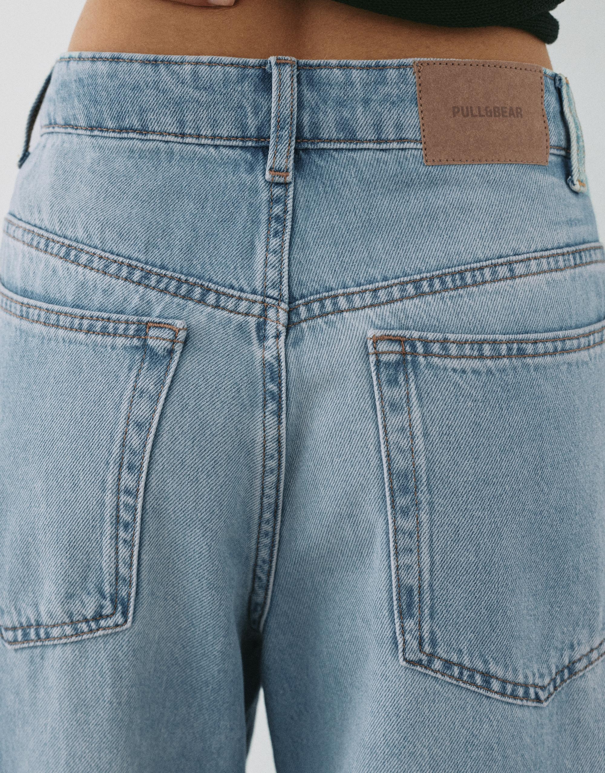 Pleated balloon fit baggy jeans — Pale blue